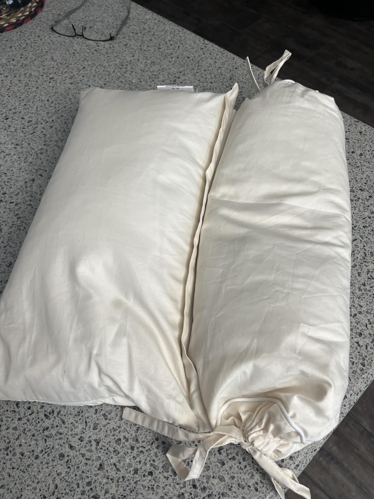 Buckwheat Pillow - 3 Point Support Buckwheat Hull Pillow for Less Pain, 2-in-1 Tartary Buckwheat Neck Roll Pillow for Best Support, Adjustable Cervical Neck Pillow with Organic Cotton Pillowcase customer photo 2