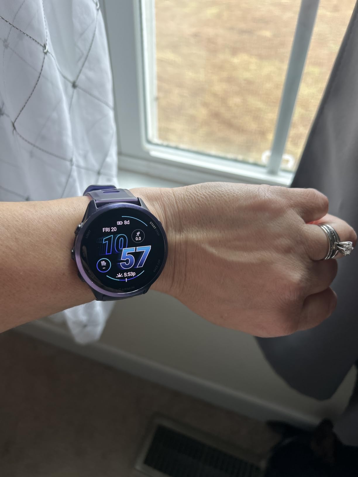 Garmin Forerunner 570, 42mm, Advanced GPS Running and Triathlon Smartwatch, AMOLED Display, Training and Recovery Features, Cloud Blue Aluminum with Translucent Whitestone Band customer photo 1