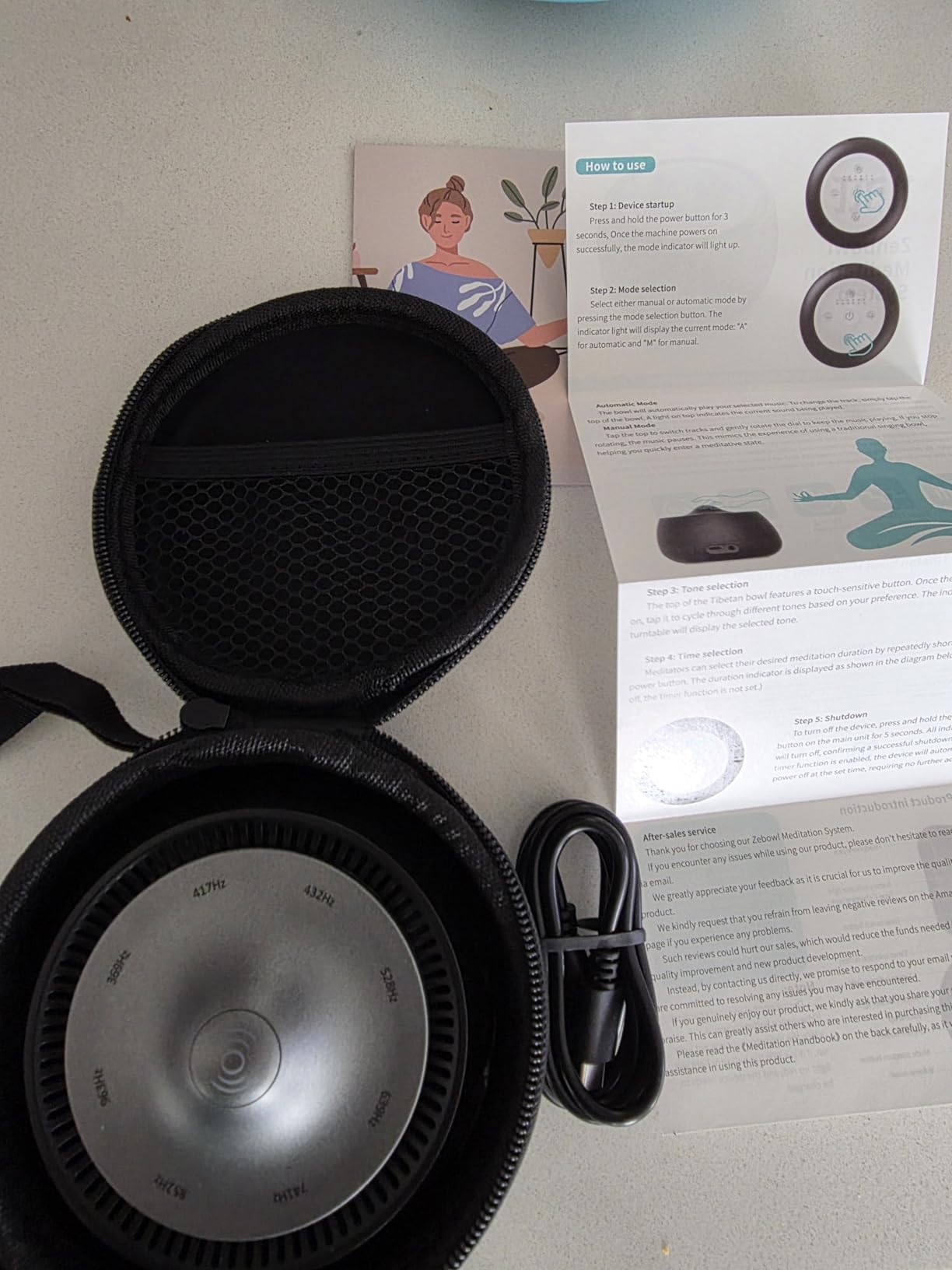 Portable Electronic Tibetan Singing Bowl, 8 Healing Frequencies (396-963Hz), Auto/Manual Mode, Vibration & Timer - USB-C Rechargeable Meditation Device for Yoga, Relaxation, Reiki, Best Gift Choice customer photo 1