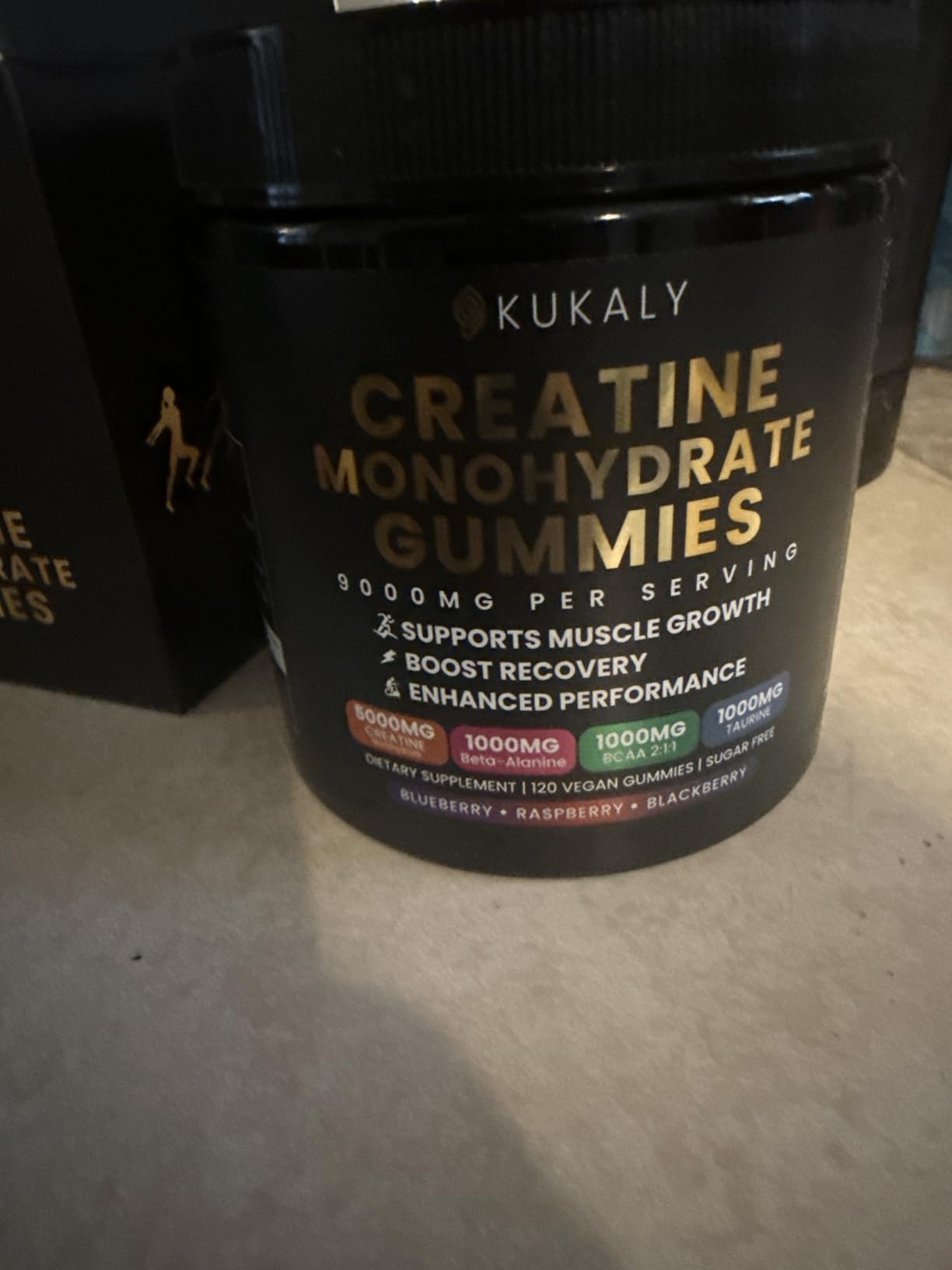 KUKALY Creatine Monohydrate Gummies for Men & Women, 9000MG Creatine Gummies Sugar Free - Mixed Flavored with L-Taurine, BCAA, B12 B6 - 120pcs customer photo 1