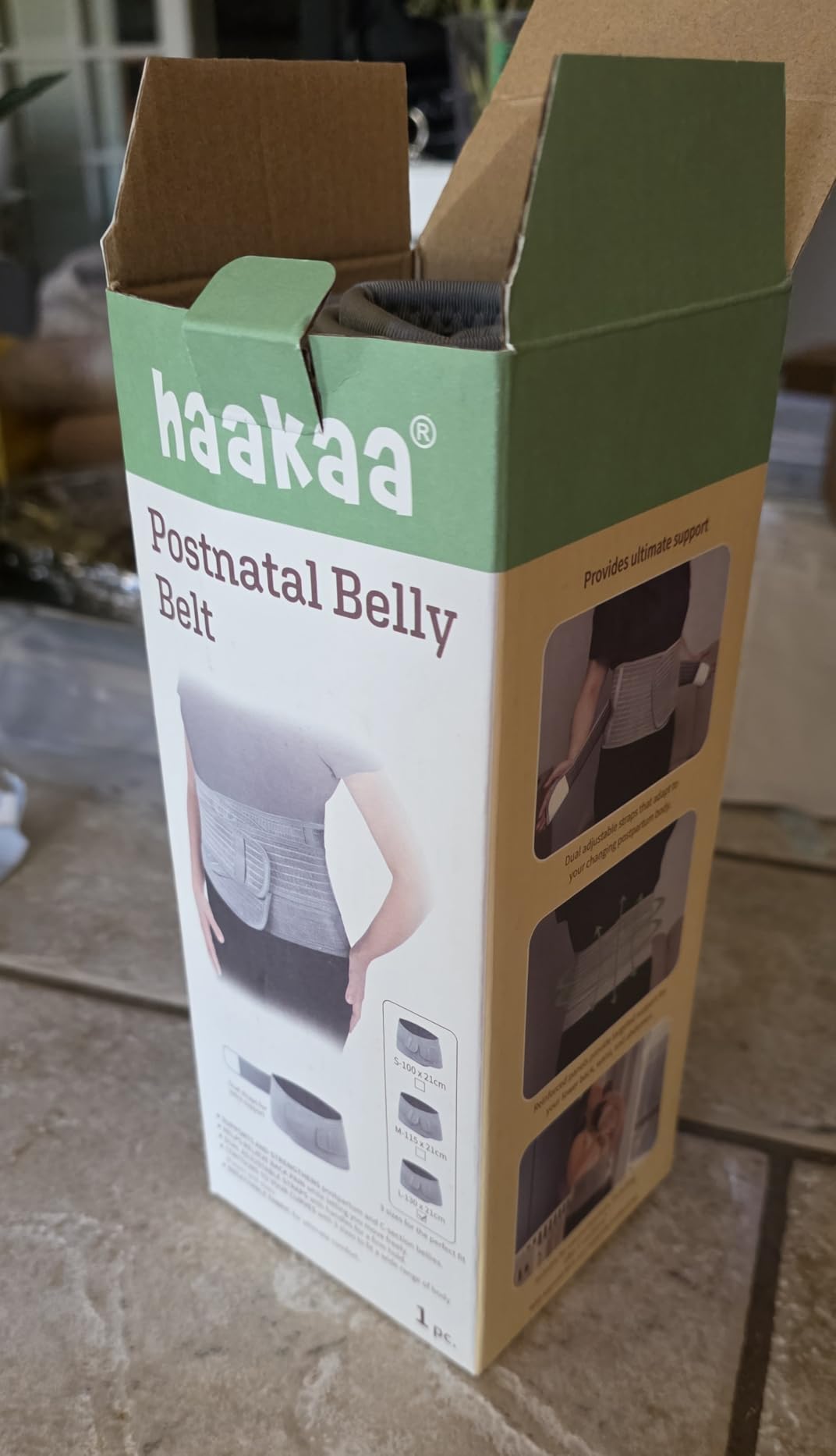 haakaa Postpartum Belly Band, Postpartum Belly Wrap Back Support, Postpartum Essentials for Natural Delivery and C-Section Recovery, Belly Binder, Natural Latex, M Grey customer photo 2