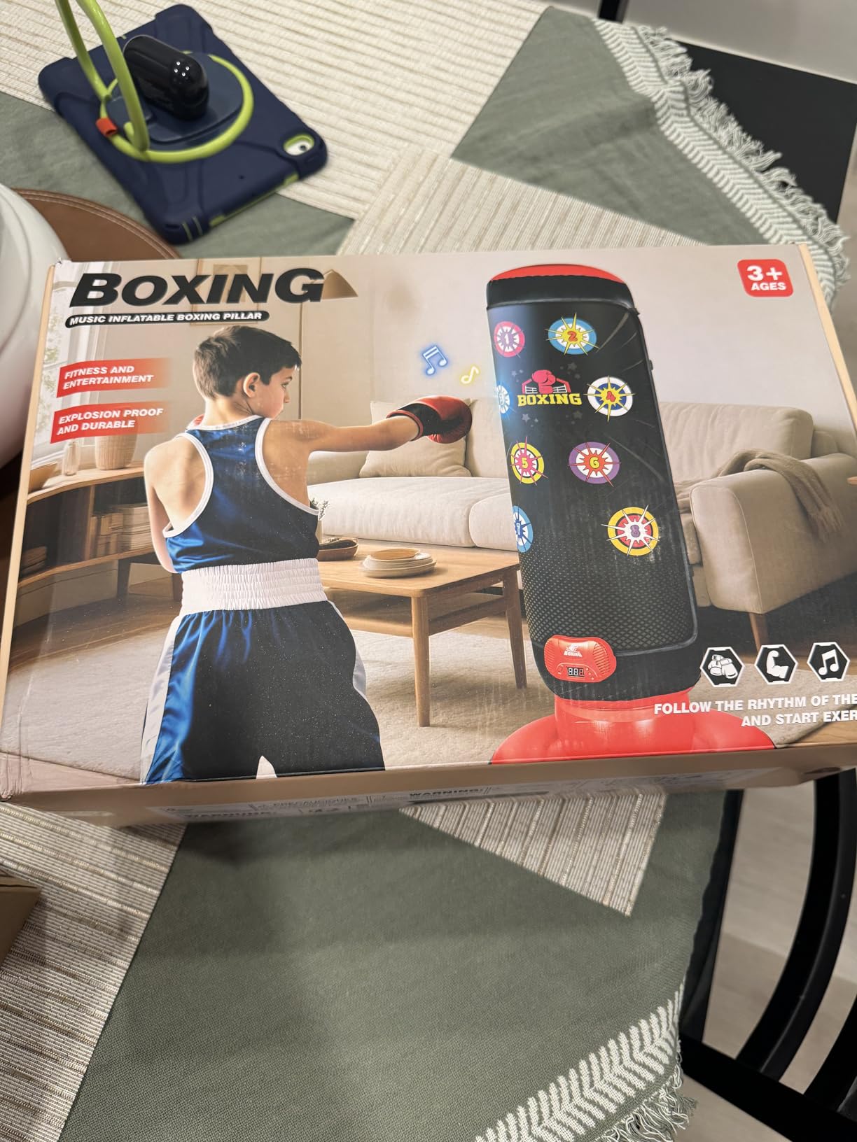 HopeRock Punching Bag for Kids, Boxing Set with Scoring, Light, Music, 4 Game Modes, Inflatable Boxing Bag with Gloves, Birthday Gifts Toys for 4-8-12 Years Old Boys customer photo 1