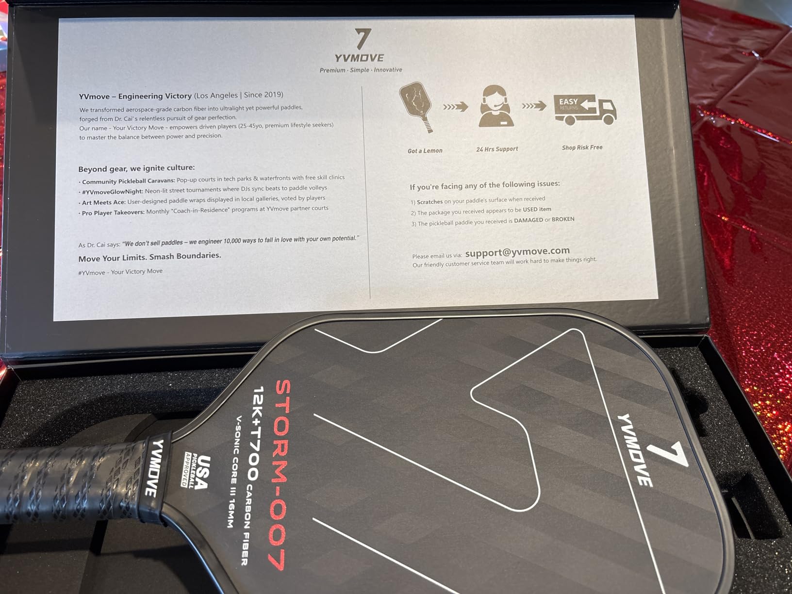 YVmove Pickleball Paddle with T700 Raw Carbon Fiber Surface & 16mm STR-Core Power Polymer Core, Premium Pickle Ball Racket Designed for Ultimate Spin & Consistency, USAPA Approved customer photo 2