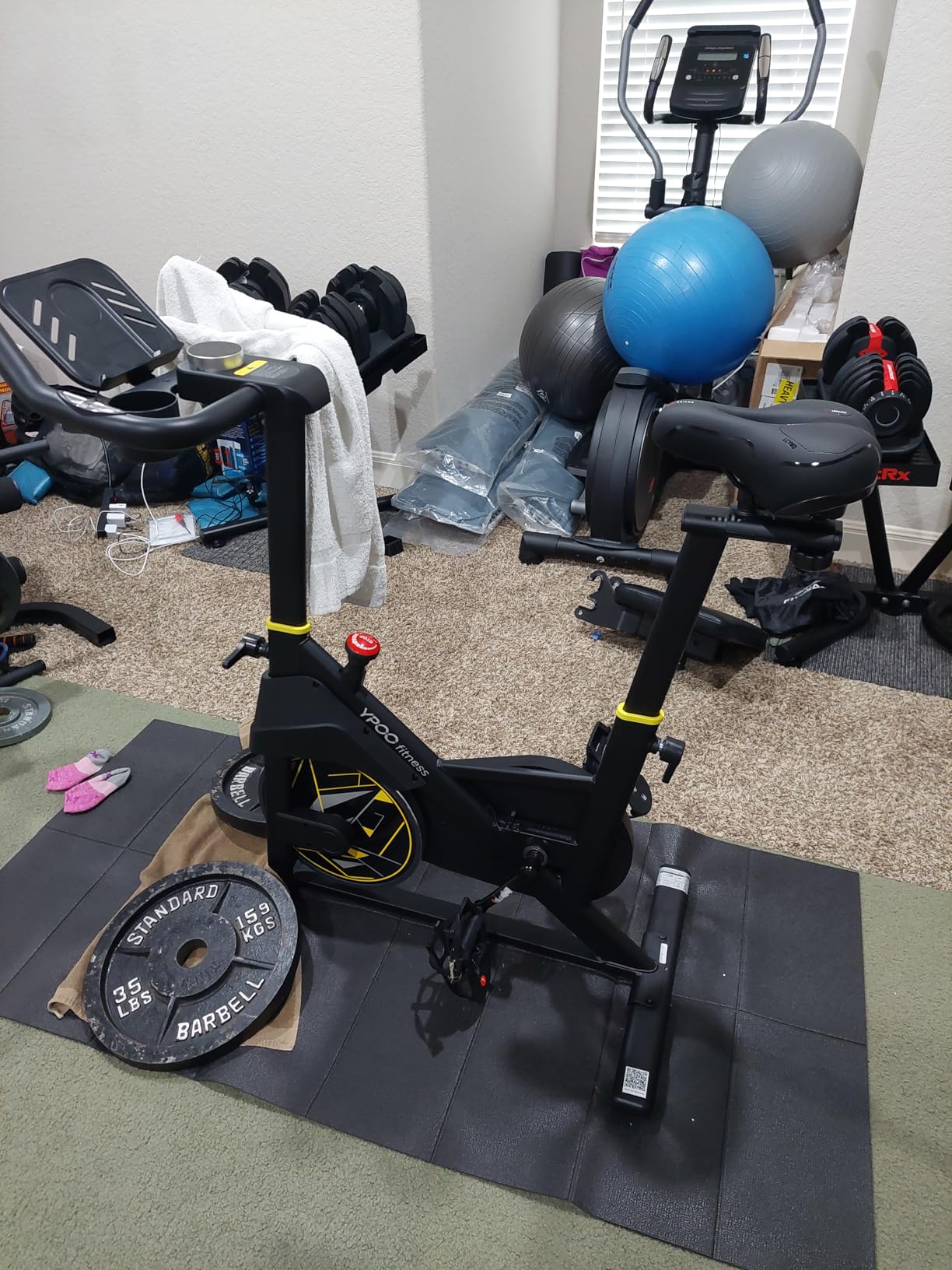 YPOO Exercise Bike, Adjustable Magnetic Resistance Stationary Bikes for Home Cardio with Exclusive App, Indoor Bike with 330lbs Weight Capacity Comfortable Seat, Tablet Mount and Fitness Courses customer photo 2