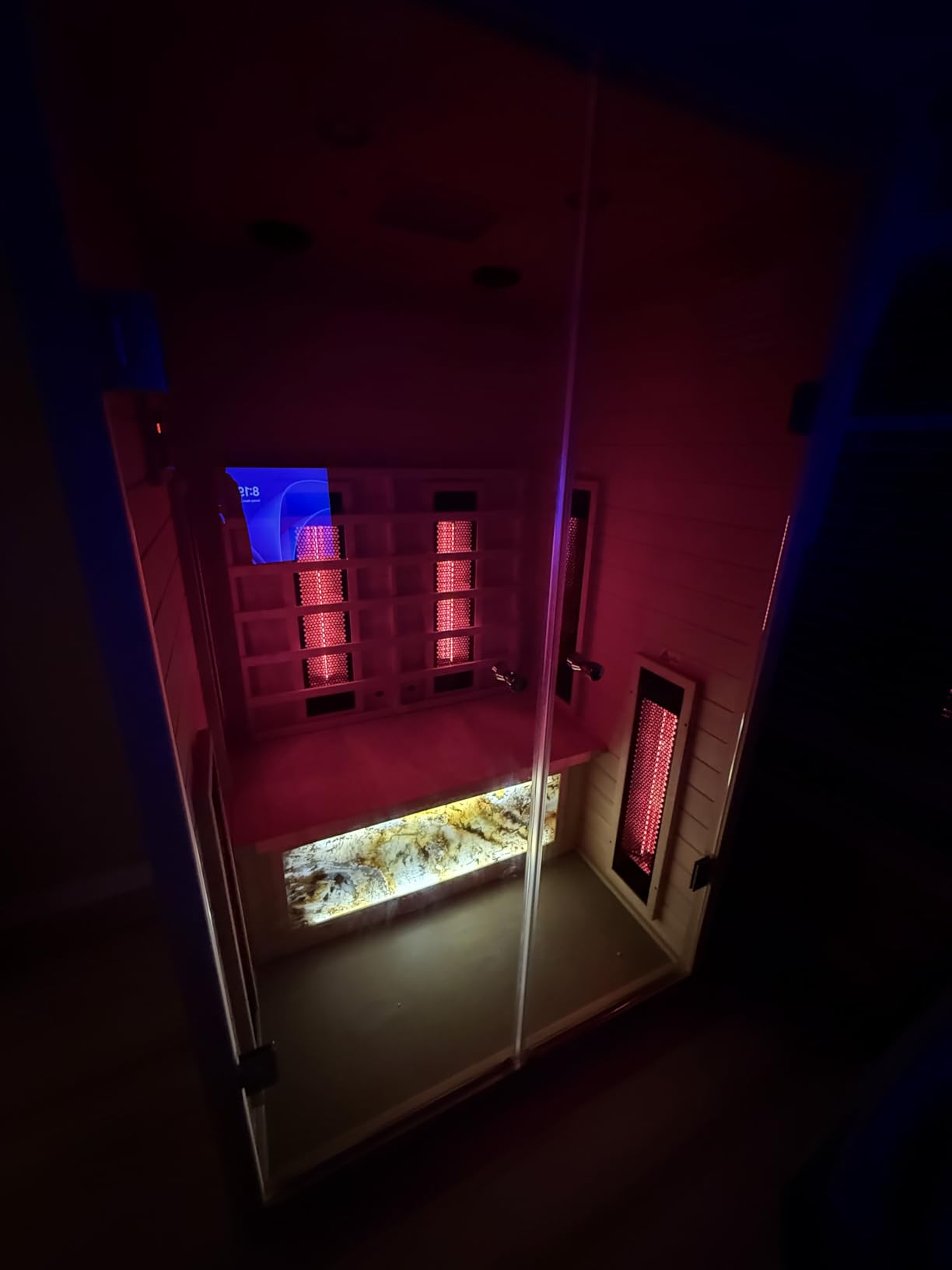 Outdoor Sauna 2 Person, Ceramic Infrared Saunas for Home, Ultra Low EMF Infrared Sauna, Mahogany Wood Home Sauna Room with Bluetooth Speakers, LED Reading Lamps, Chromotherapy Lights customer photo 2