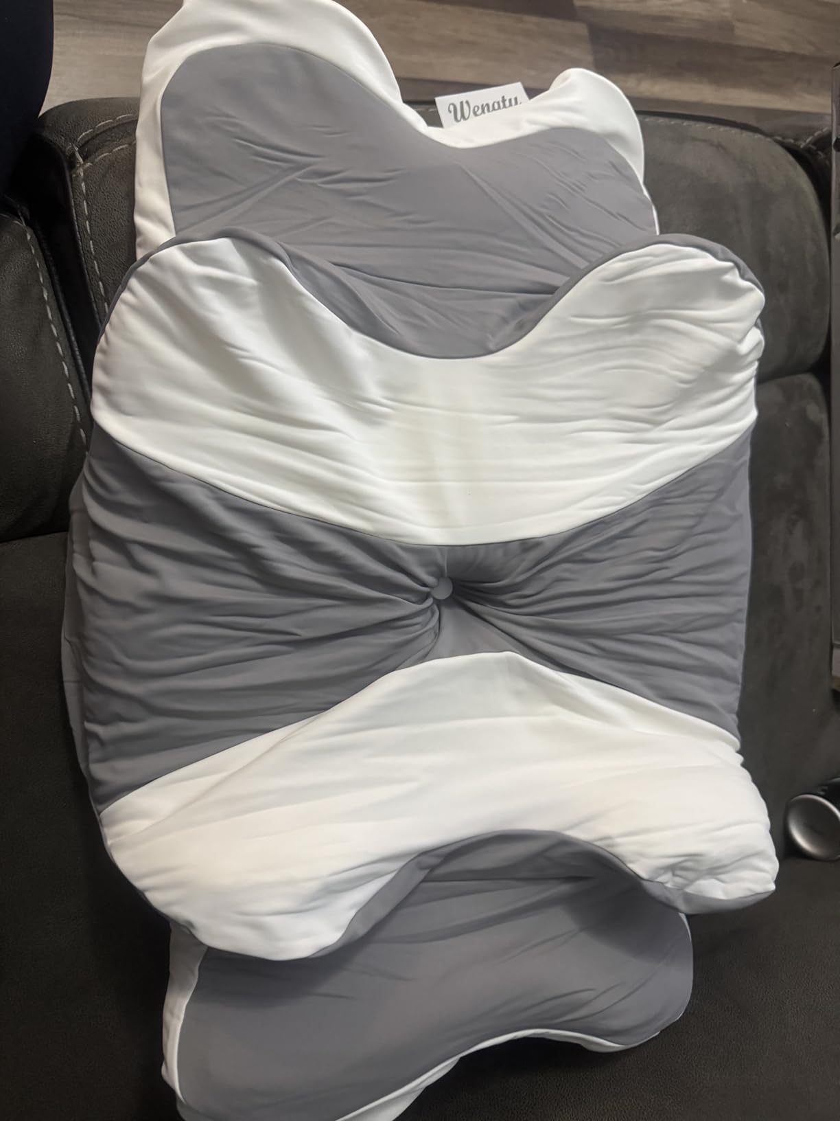 Sleep Apnea Pillow with Neck Pain & Snoring Relief - Orthopedic Cervical Pillow, Ergonomic Contour Memory Foam for Side, Back, Stomach Sleepers, Medium Firm (GreyWhite, Queen Size) customer photo 1