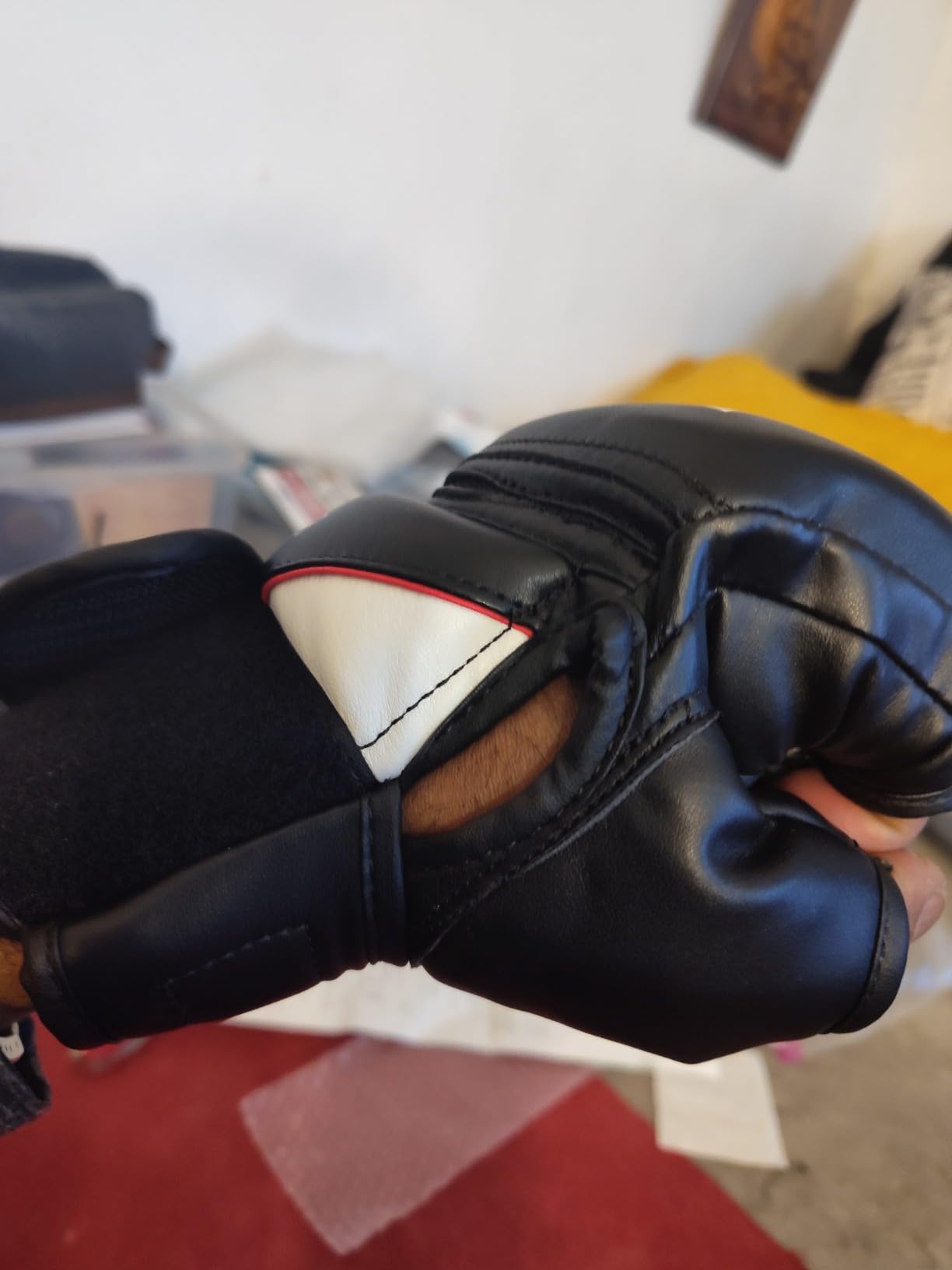 RDX MMA Gloves Grappling Sparring, Maya Hide Leather, Boxing Gloves Men Women Muay Thai Martial Arts Training, Half Finger Adjustable Mitts Wrist Support Kickboxing Cage Fighting Punching Bag Workout customer photo 2