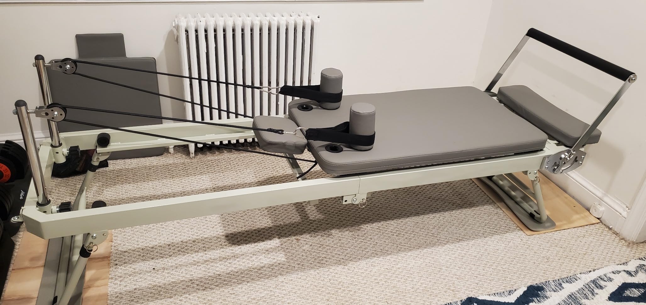 Foldable Pilates Reformer - 90% Pre-Assembled Home Gym Women Men Workouts Bundle, Dual Resistance System (Springs + Latex), Jumpboard & Adjustable Foot Bar for All Levels customer photo 1