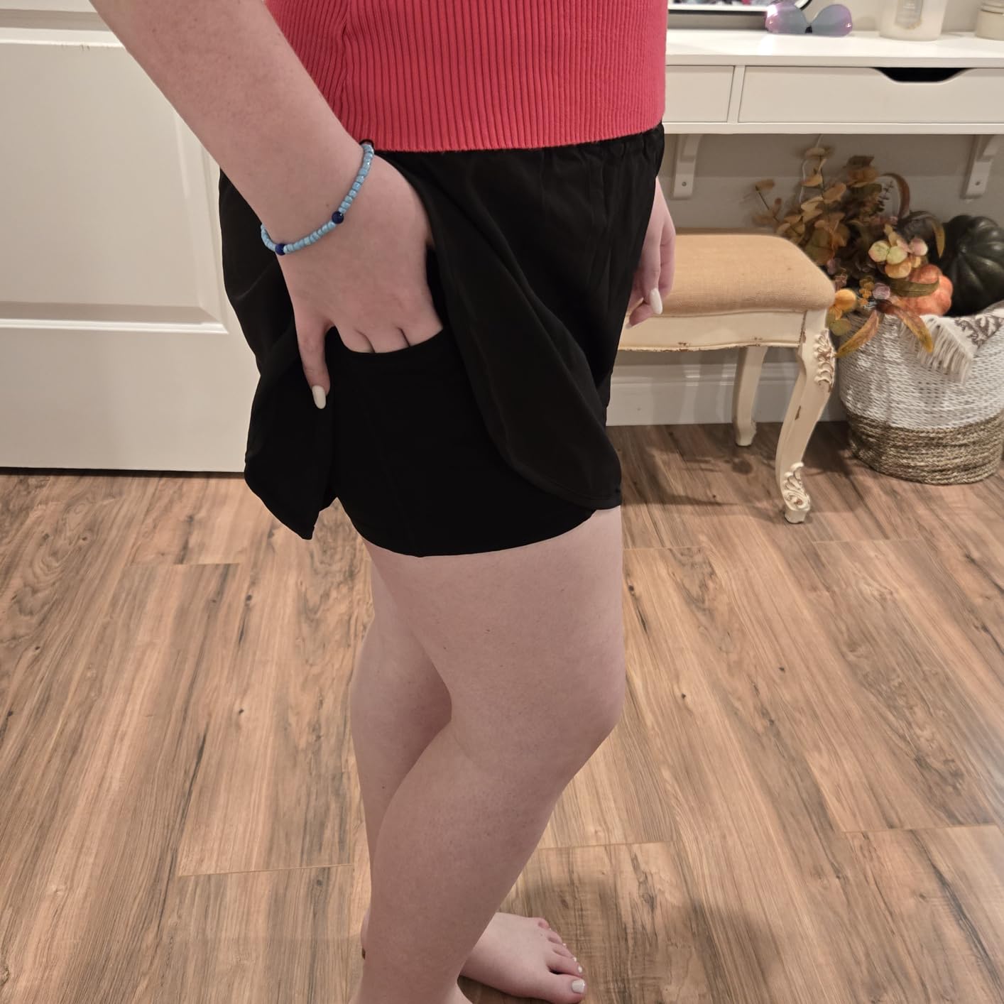 Women's 2 in 1 Running Shorts High-Split Athletic Short High Waisted 3