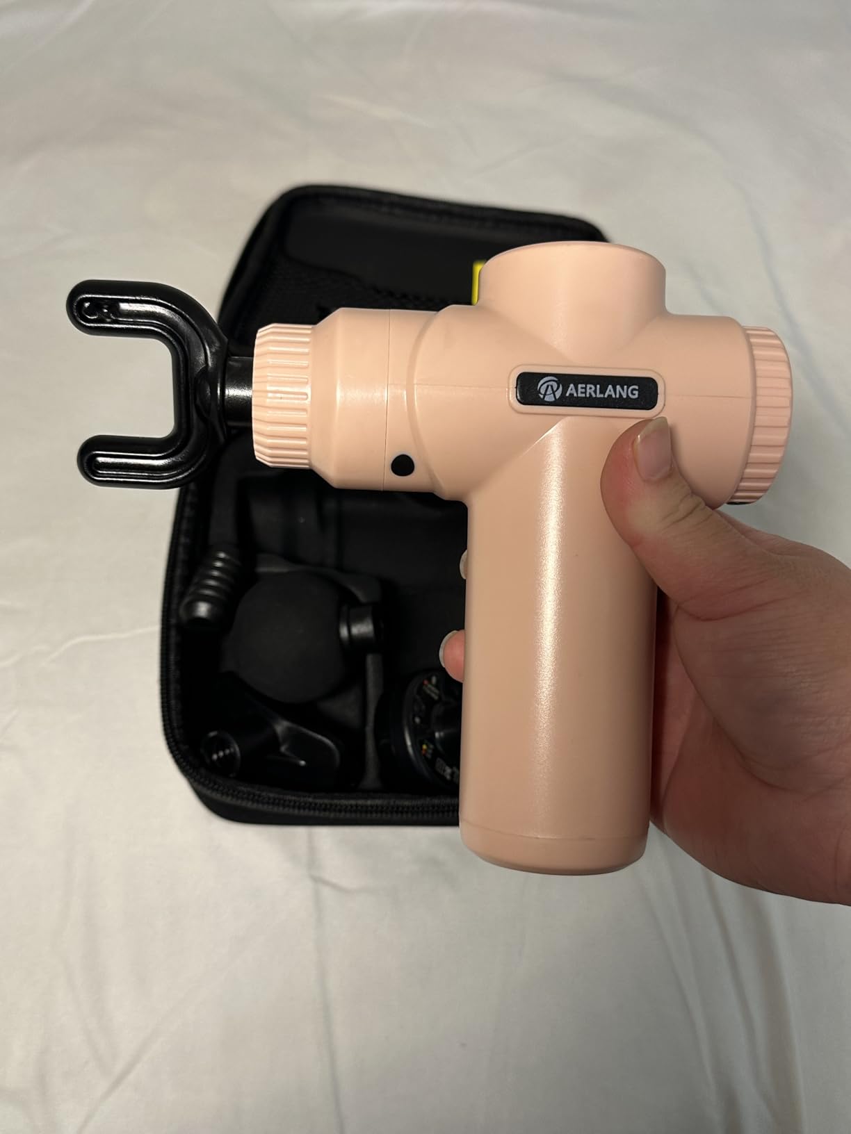 AERLANG Mothers Day Gifts for Mom Massage Gun with Heat Mini Massager Muscle Massager Back Massager for Pain Relief Deep Tissue Body Massager Handheld Massager with a Carrying Case Pink customer photo 1