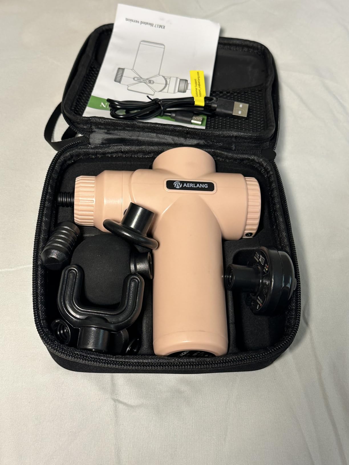 AERLANG Mothers Day Gifts for Mom Massage Gun with Heat Mini Massager Muscle Massager Back Massager for Pain Relief Deep Tissue Body Massager Handheld Massager with a Carrying Case Pink customer photo 2