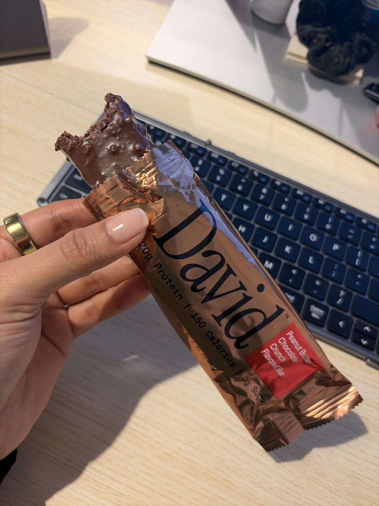 David Bronze High Protein Bars - Peanut Butter Chocolate Crunch Flavor - 0g of Sugar, Low Carb, Gluten Free - 20g of Protein, 150 Calories - On-The-Go Snack, Pack of 12 customer photo 1