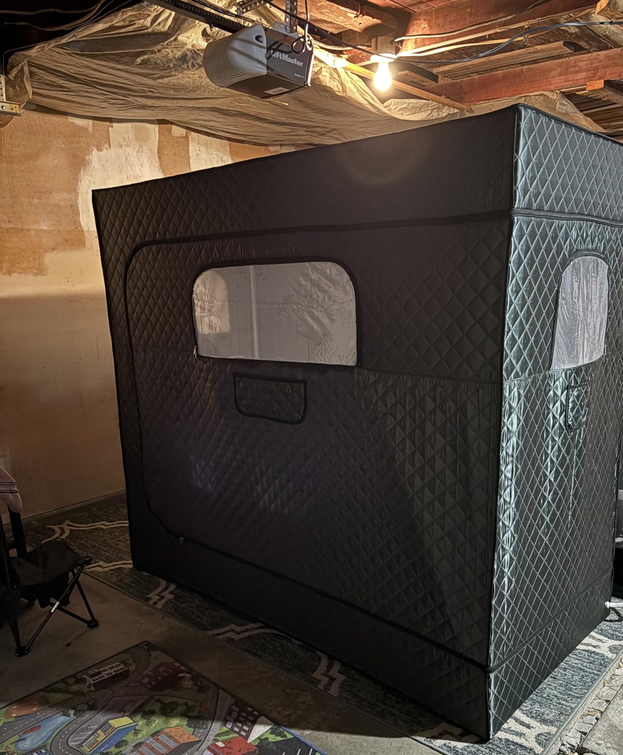 Albott Outdoor Sauna Tent with Wood Burning Stove, 4-6 Person Portable Sauna Tent, 8.2 x 8.2 x 6.7 FT, 3-Layer Thermal Oxford Fabric, Pop-Up Setup, Open-View Windows, Ground Nails & Wind Ropes, Grey customer photo 1