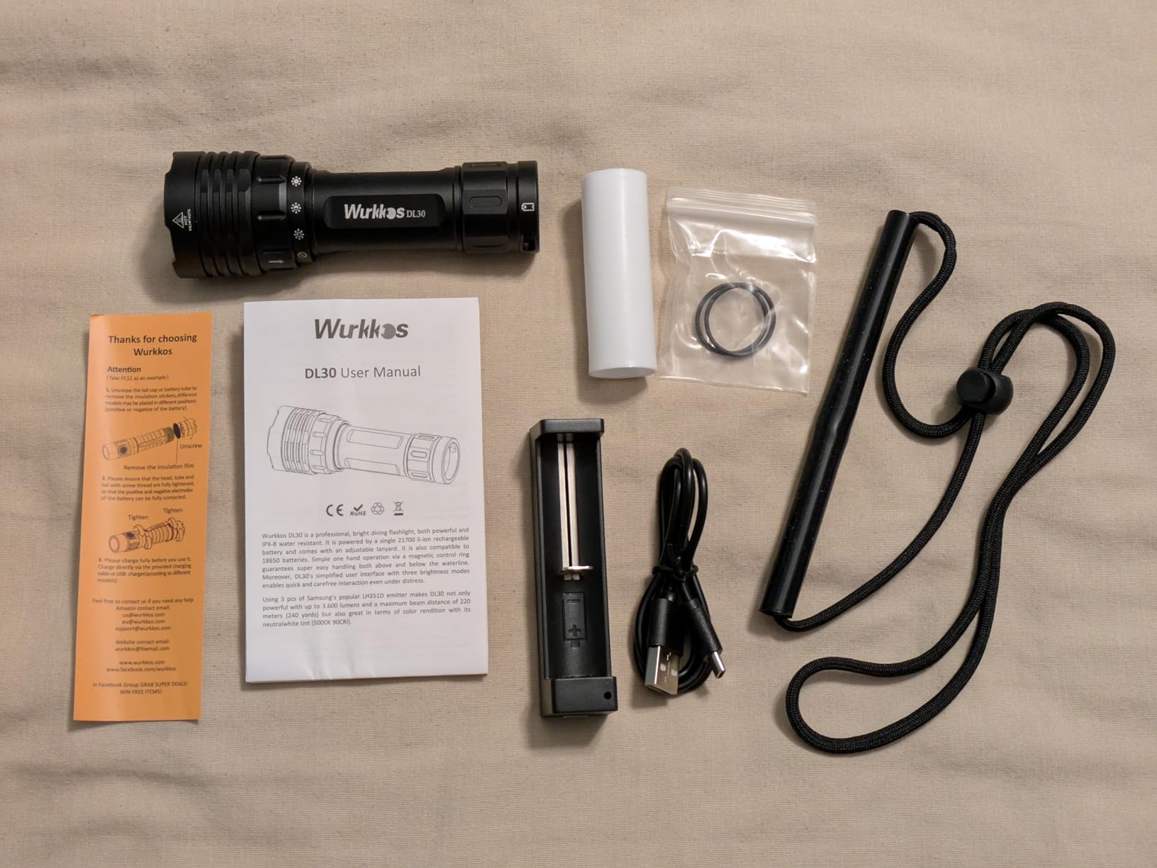 Wurkkos DL30 Dive Light Rechargeable, 3600 Lumens Super Bright Scuba Diving Light, IPX-8 Waterproof Flashlight, 100m Underwater Lights for Night Diving Cave Snorkeling Submersible Safety Lights customer photo 1