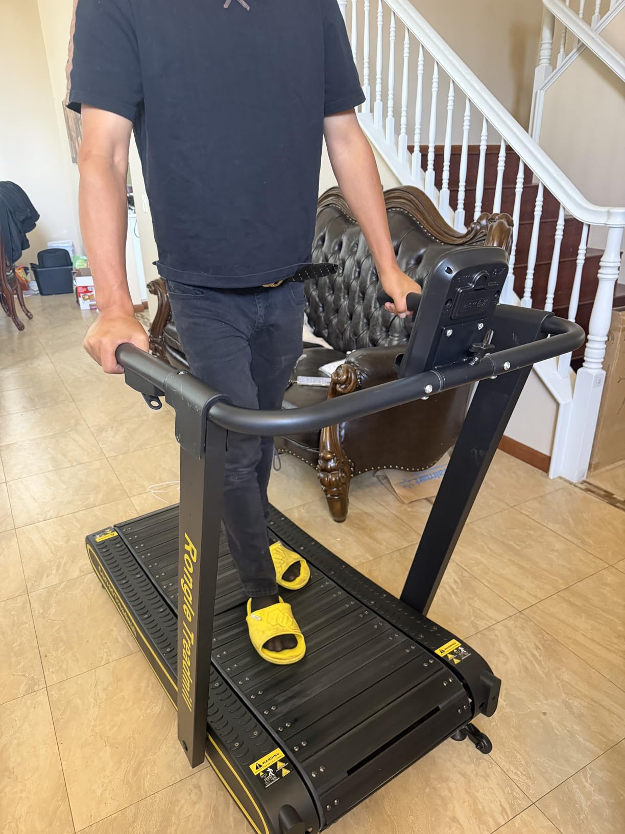 Curved Treadmill with Non-Electric Motorized, 2 in 1 Foldable Design Adaptive Variable Speed with LED Display, Motorless Self Propelled Treadmill for Home Office, No Assembly Required 350LBS customer photo 1