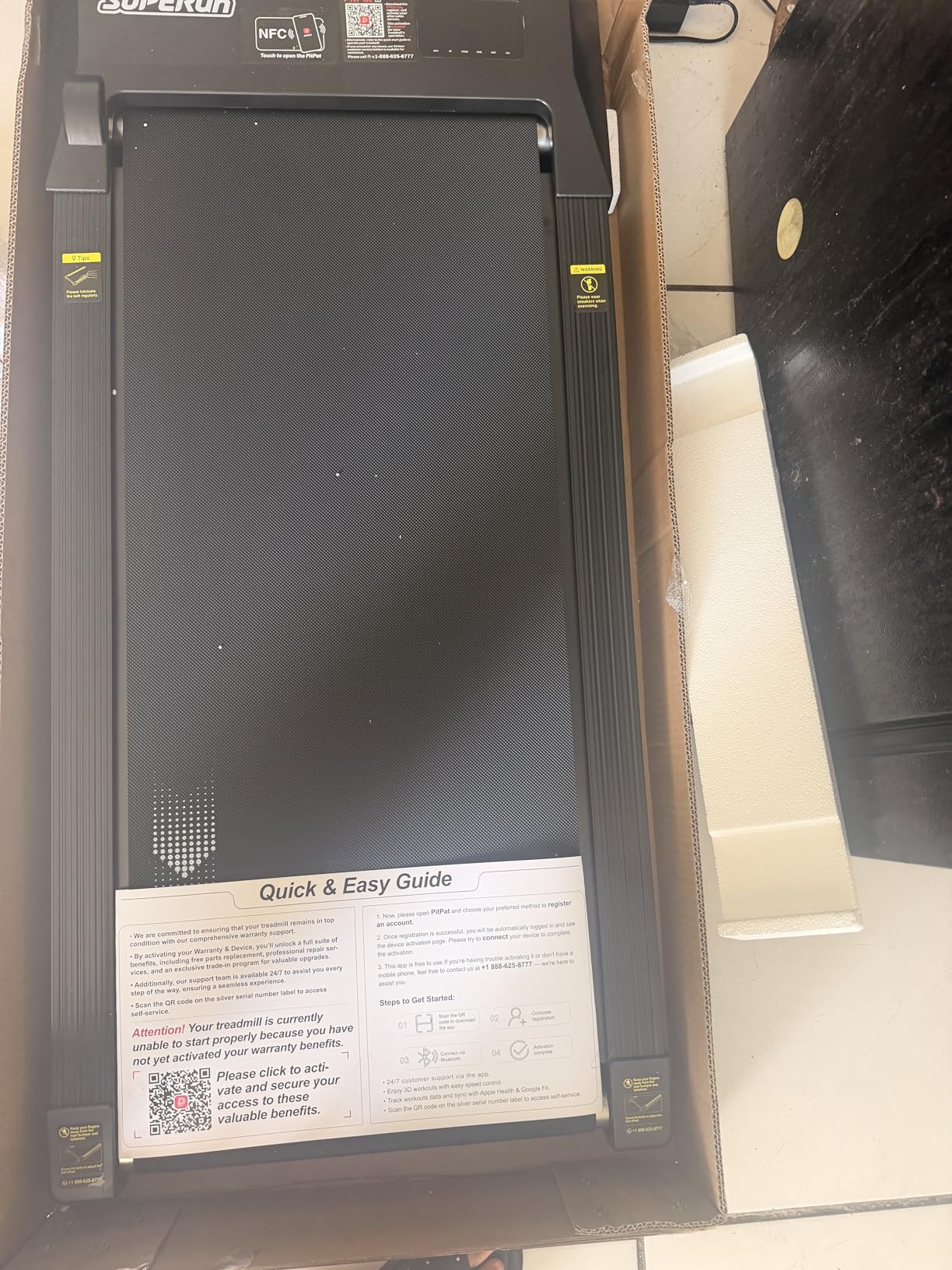 Walking Pad with 6% Incline, 300LBS Capacity Under Desk Treadmill for Home Office, Quiet Portable Mini Treadmill with App & Remote Control, No Assembly, Slim Design for Small Spaces customer photo 1