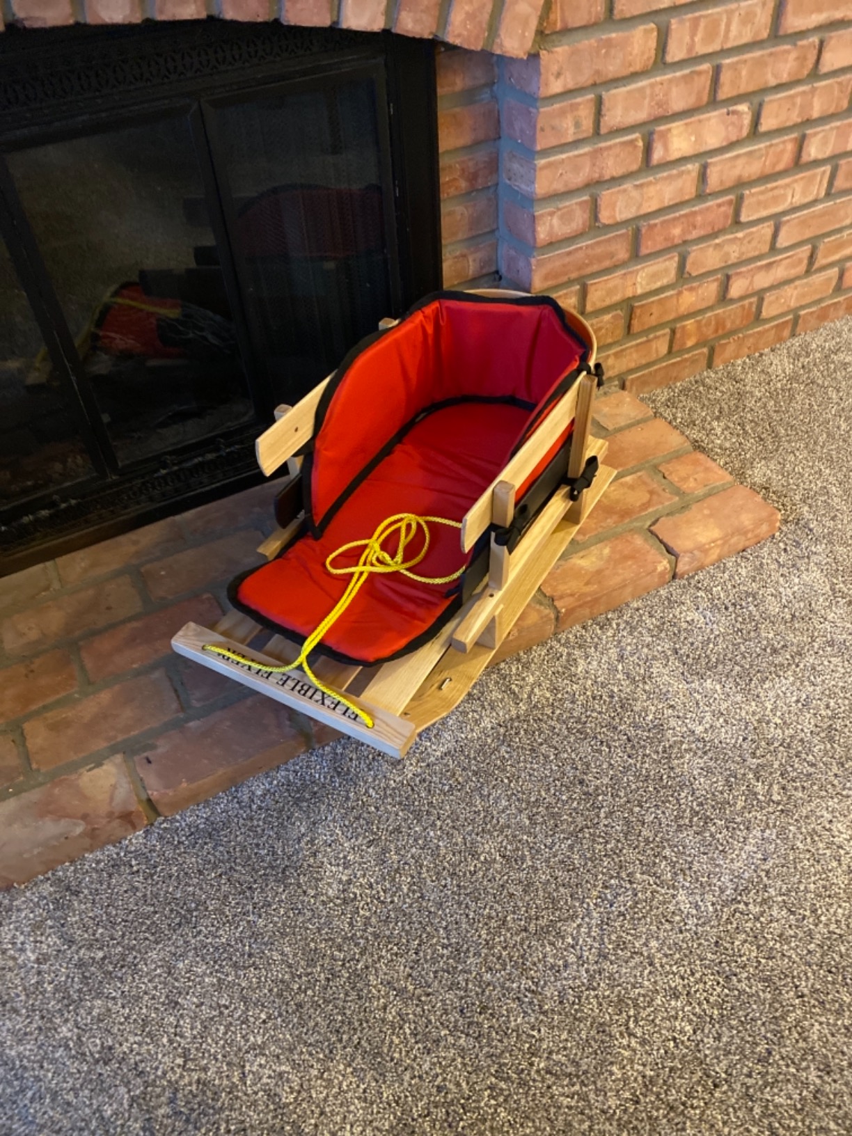 Flexible Flyer Baby Snow Sled and Toddler Toboggan - Classic Wooden Pull Sleigh for Kids 18 Months to 4 Years, High Backrest, Pull Ropes Included customer photo 2