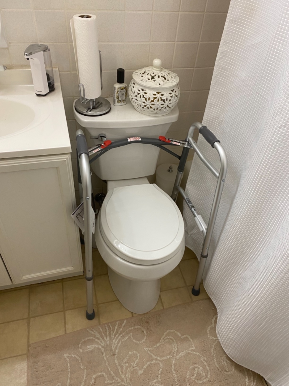 Drive Medical 2-Button Standard Foldable Walker for Seniors & Adults - Adjustable Legs - Lightweight Aluminum Construction - 350 Lb Weight Capacity - Basic Walking Aid - Silver customer photo 1