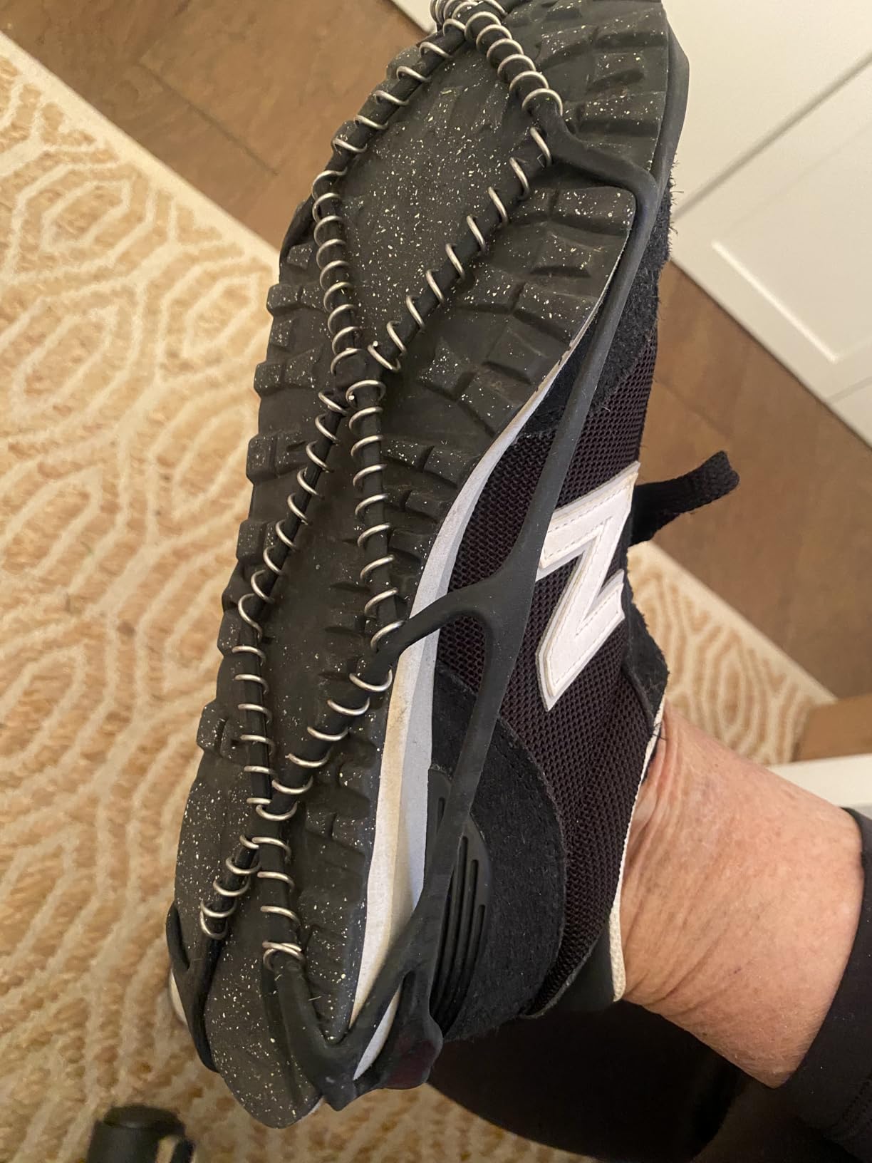 Walk Traction Cleats - 360-Degree Grip on Snow, Ice, & Multi-terrain Surfaces - Elastic Outer Band w/ Easy-On/Off Heel Tab & 1.2mm Zinc-coated Steel Coils - Abrasion & Rust Resistant - Unisex customer photo 1