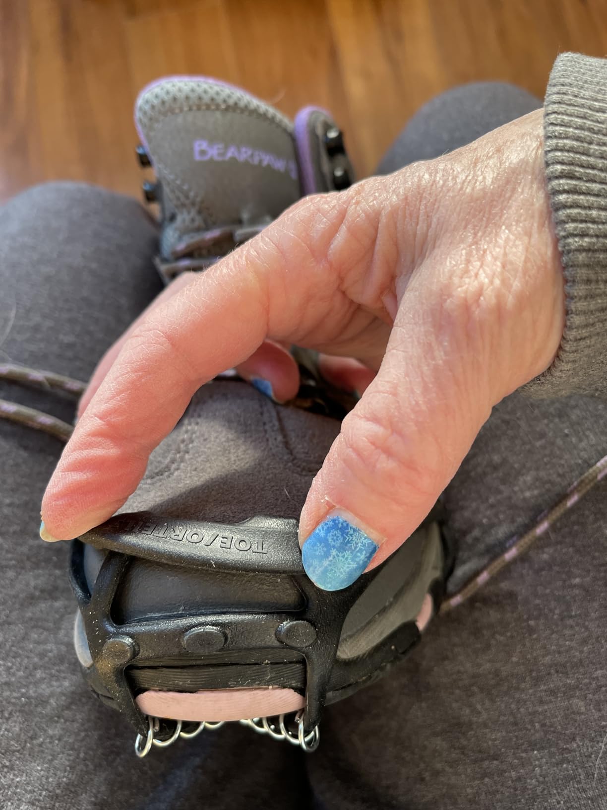 Walk Traction Cleats - 360-Degree Grip on Snow, Ice, & Multi-terrain Surfaces - Elastic Outer Band w/ Easy-On/Off Heel Tab & 1.2mm Zinc-coated Steel Coils - Abrasion & Rust Resistant - Unisex customer photo 2