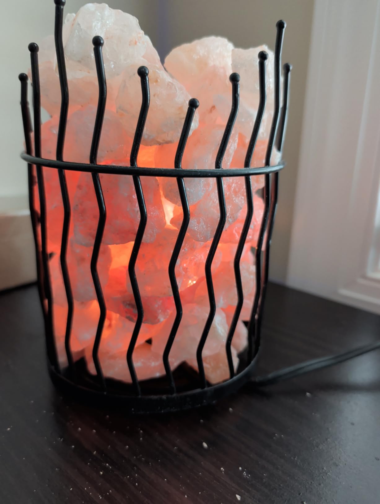 Natural Himalayan Salt, Tall Round Metal Basket Lamp with Dimmer Switch | 8-10 lbs customer photo 1