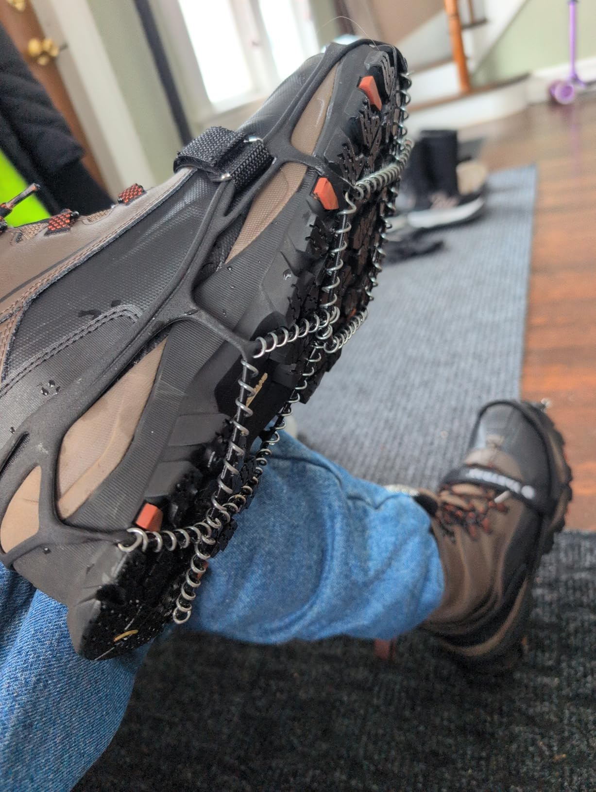 Yaktrax Pro Traction Cleats - 360-Degree Grip on Snow, Ice, & Multi-Terrain Surfaces - Elastic Outer Band w/Easy-On/Off Heel Tab & 1.4mm Stainless Steel Coils - Abrasion Resistant - Unisex customer photo 2