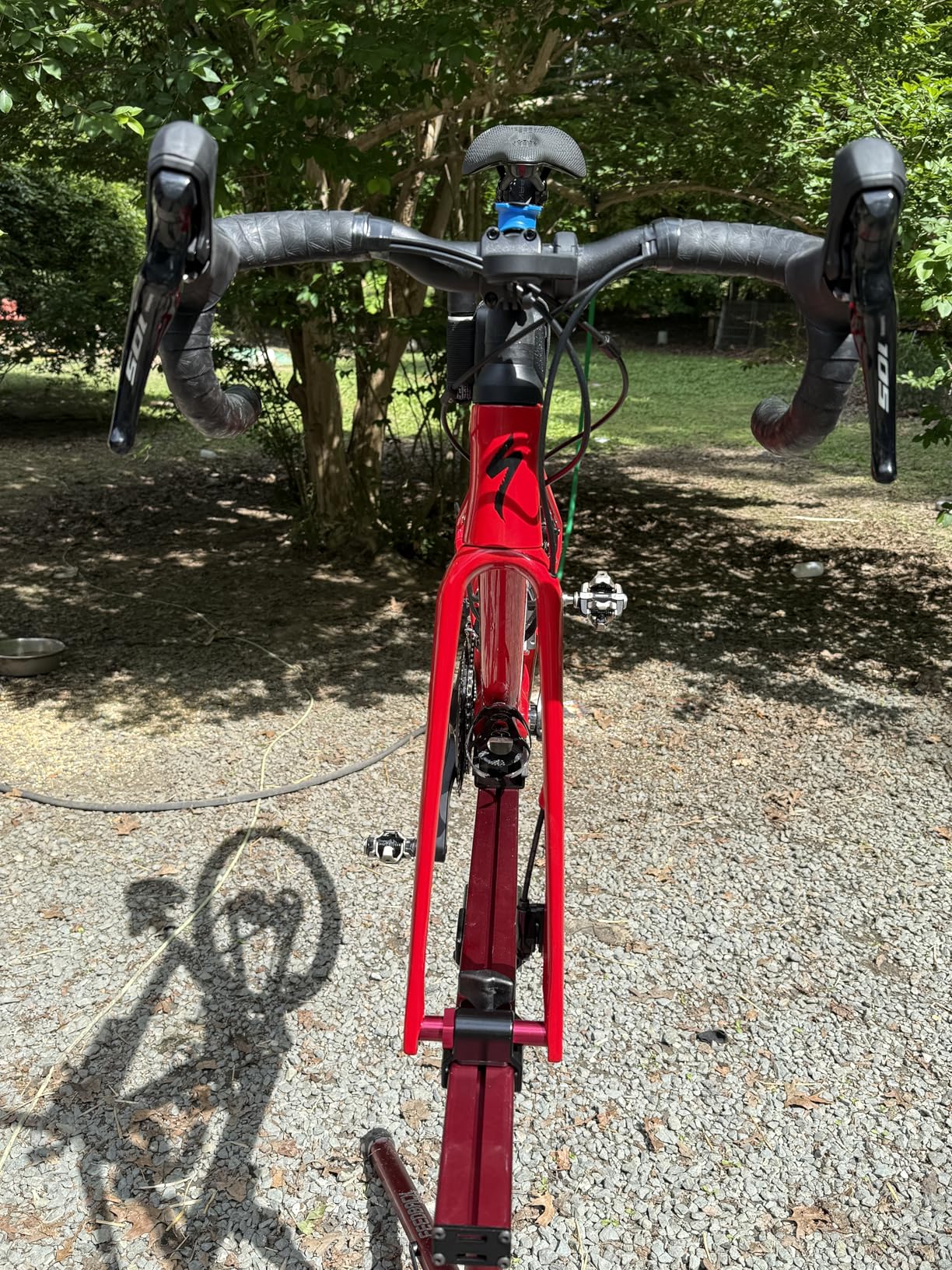 Feedback Sports Sprint Bike Repair Stand - Compact Bicycle Workstand W/Tripod Base - 360-Degree Rotation - Dropout Style Mount - Red customer photo 1