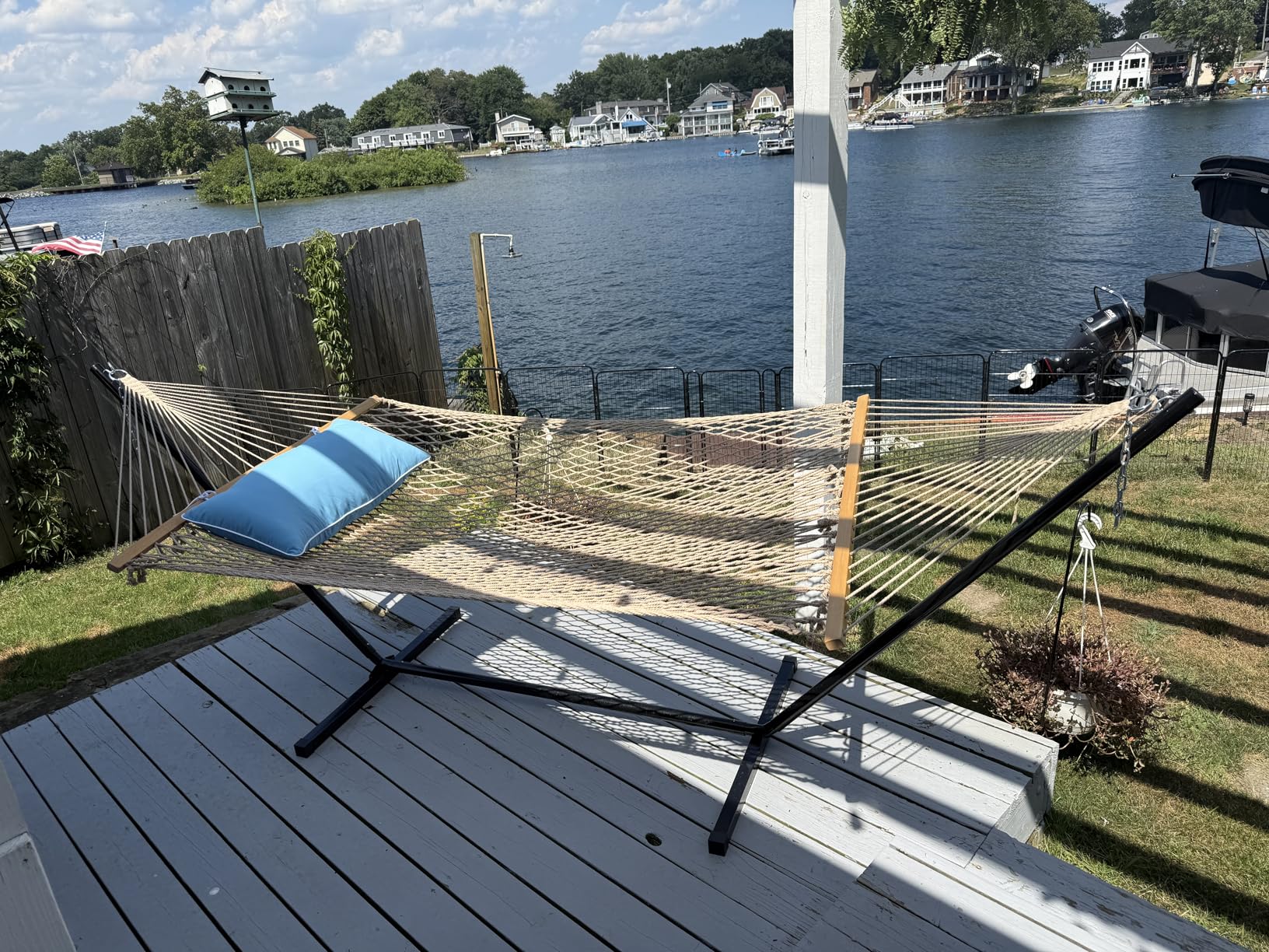 Sunnydaze Double Hammock Stand for Outside - 400-Pound Capacity Indoor/Outdoor Hammock Frame - Black Powder-Coated Finish - 15-Foot customer photo 2