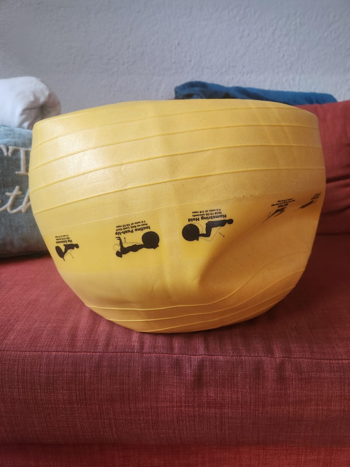 Prism Fitness Smart Stability Ball, 55-Centimeter Yoga Ball with Exercises for Pilates and Core Workout, Yellow customer photo 2