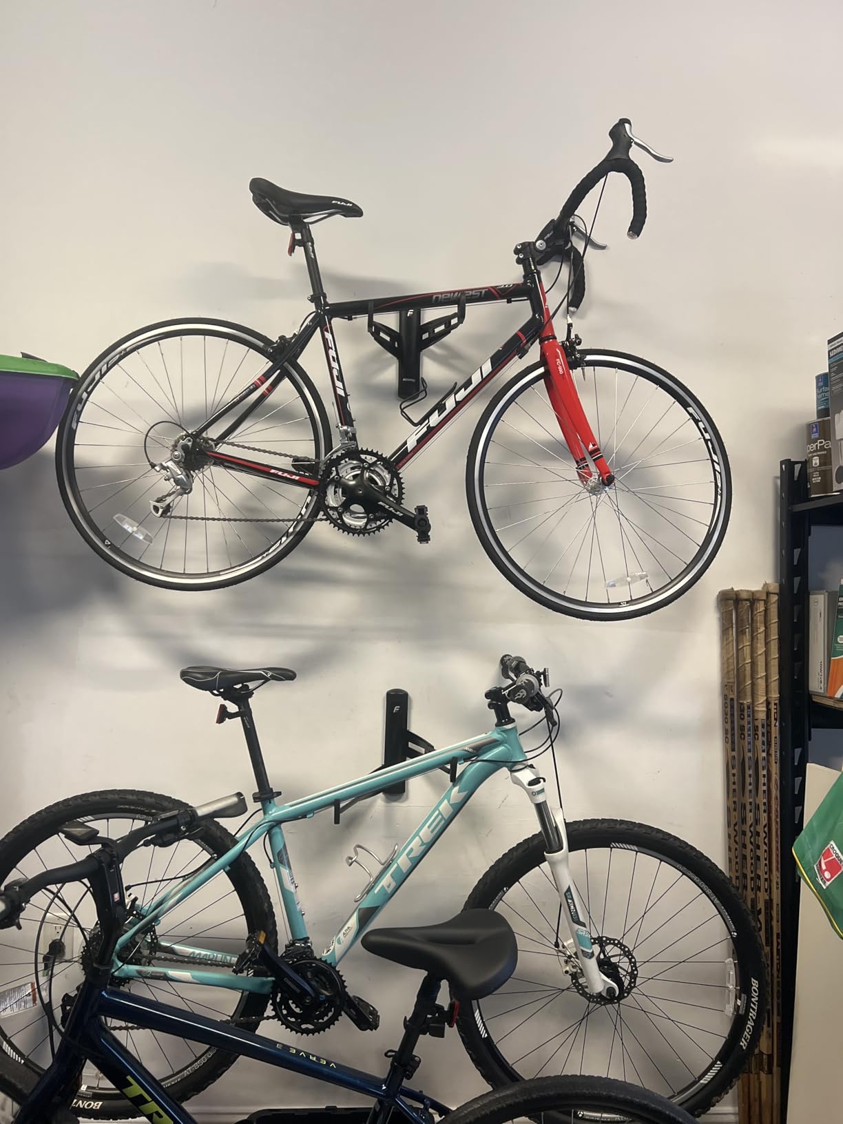 Feedback Sports | Velo Wall Rack 2D Bike Storage | Bicycle Hangar Mount W/Adjustable Arms | Road, Gravel, Mountain Bike Compatible | For Garage, Apartment, Shed | Black customer photo 2
