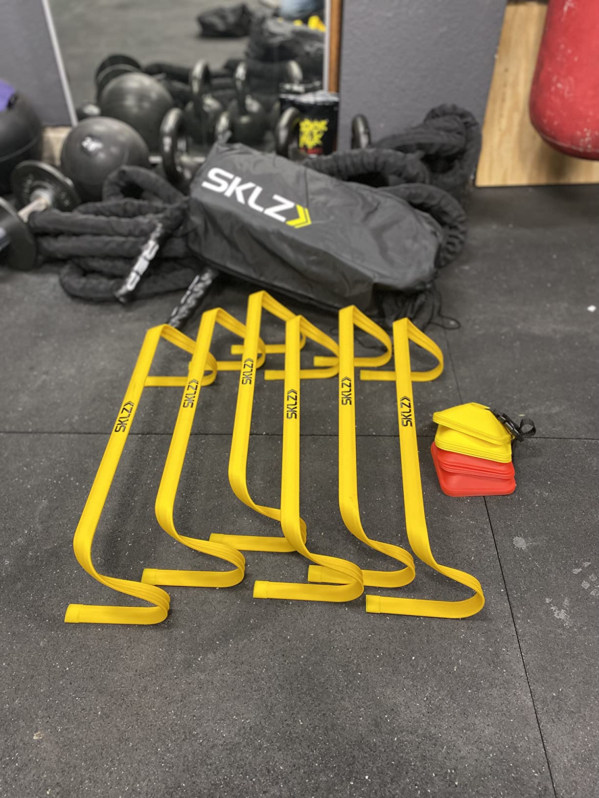 SKLZ 6X Ultra Durable Agility Hurdles - for Athletes of All Skill Levels, 6pk of 6-in Tall Hurdles, Bright Yellow Color, Made of Durable Composite Materials, Easy to Set up & Transport, Comes w/Carry Bag customer photo 2