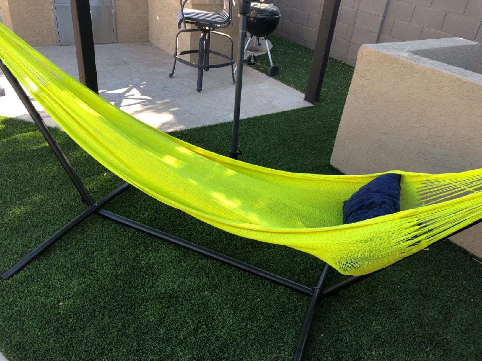 Sunnydaze Brazilian Portable Steel Hammock Stand for Outside with Carrying Case - 400-Pound Capacity Hammock Frame - Black Finish customer photo 1