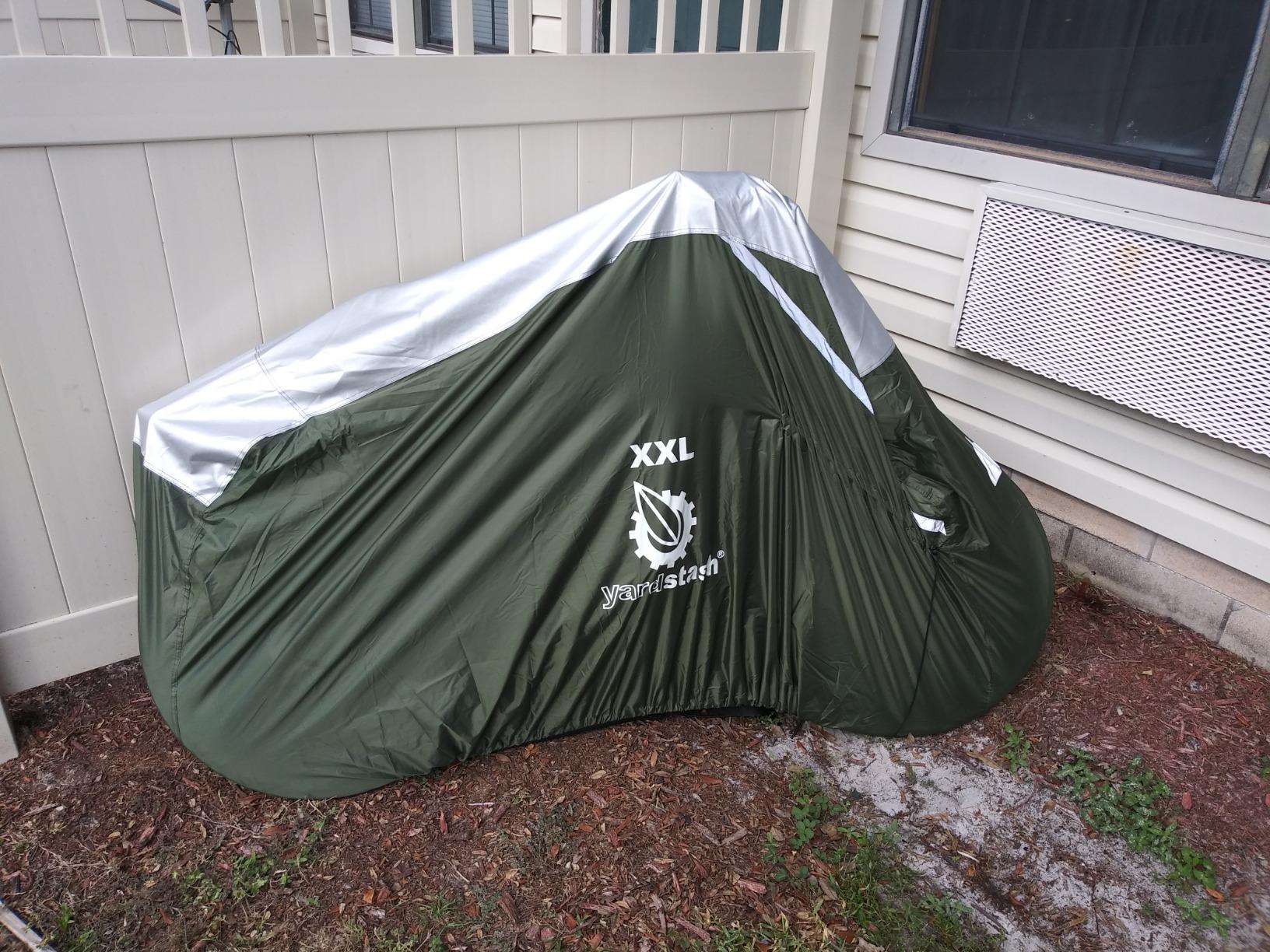 YardStash Bike Cover - XXL Reflective Bicycle Covers for Outside Storage - Waterproof & Weatherproof Garden Tarp Shelters for Bikes, Trikes, 29ers, and Electric Bicycles - Green customer photo 1