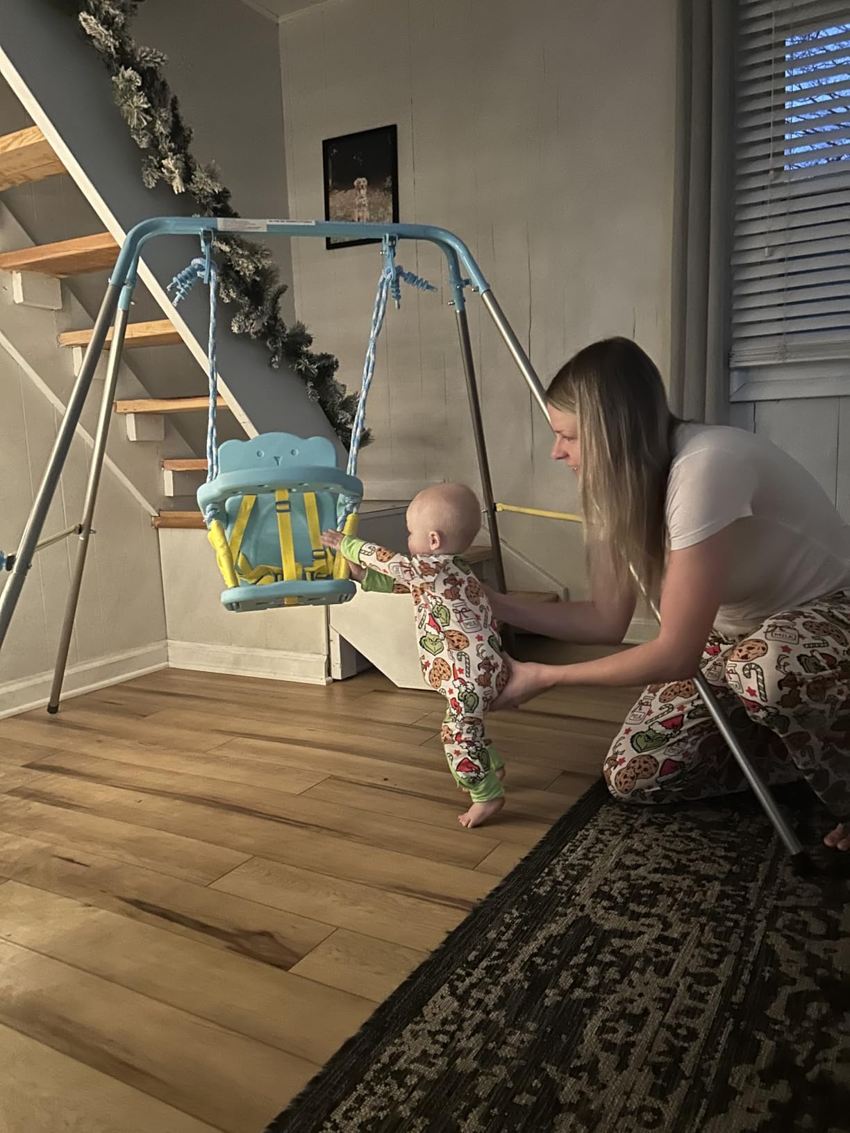 Sportspower My 1st Toddler Swing - Heavy-Duty Baby Indoor/Outdoor Swing Set with Safety Harness, Blue, 52