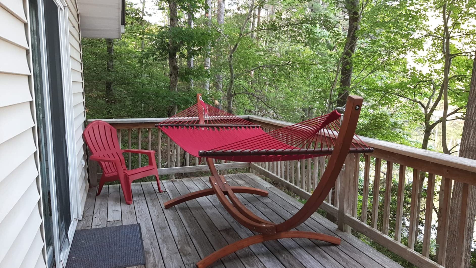 Sunnydaze Curved Wood Hammock Stand Only - 2-Person Wooden Hammock Stand for Outside with 400-Pound Capacity - 12-Foot customer photo 1