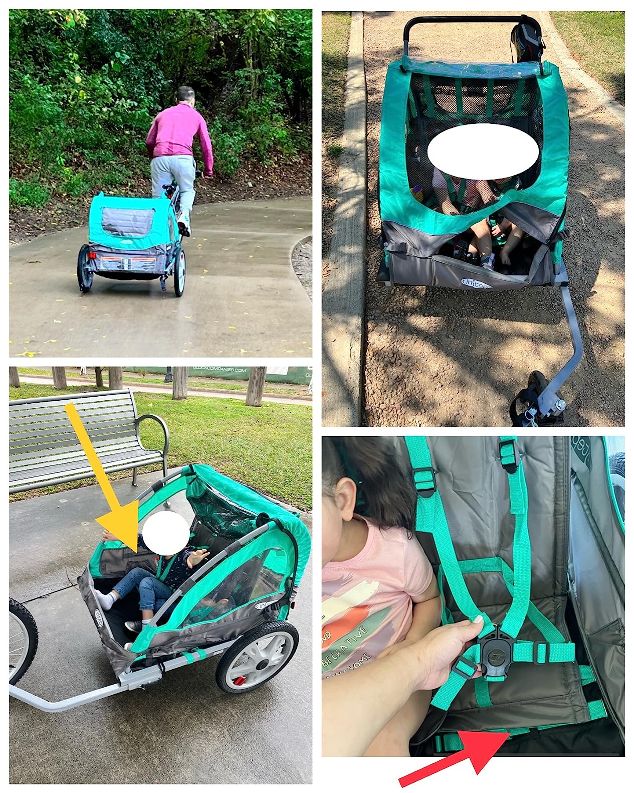 Instep Quick-N-EZ Double Tow Behind Bike Trailer for Toddlers, Kids, Converts to Stroller, Jogger, 2-in-1 Canopy, Universal Bicycle Coupler, Folding Frame, Multiple Colors customer photo 2