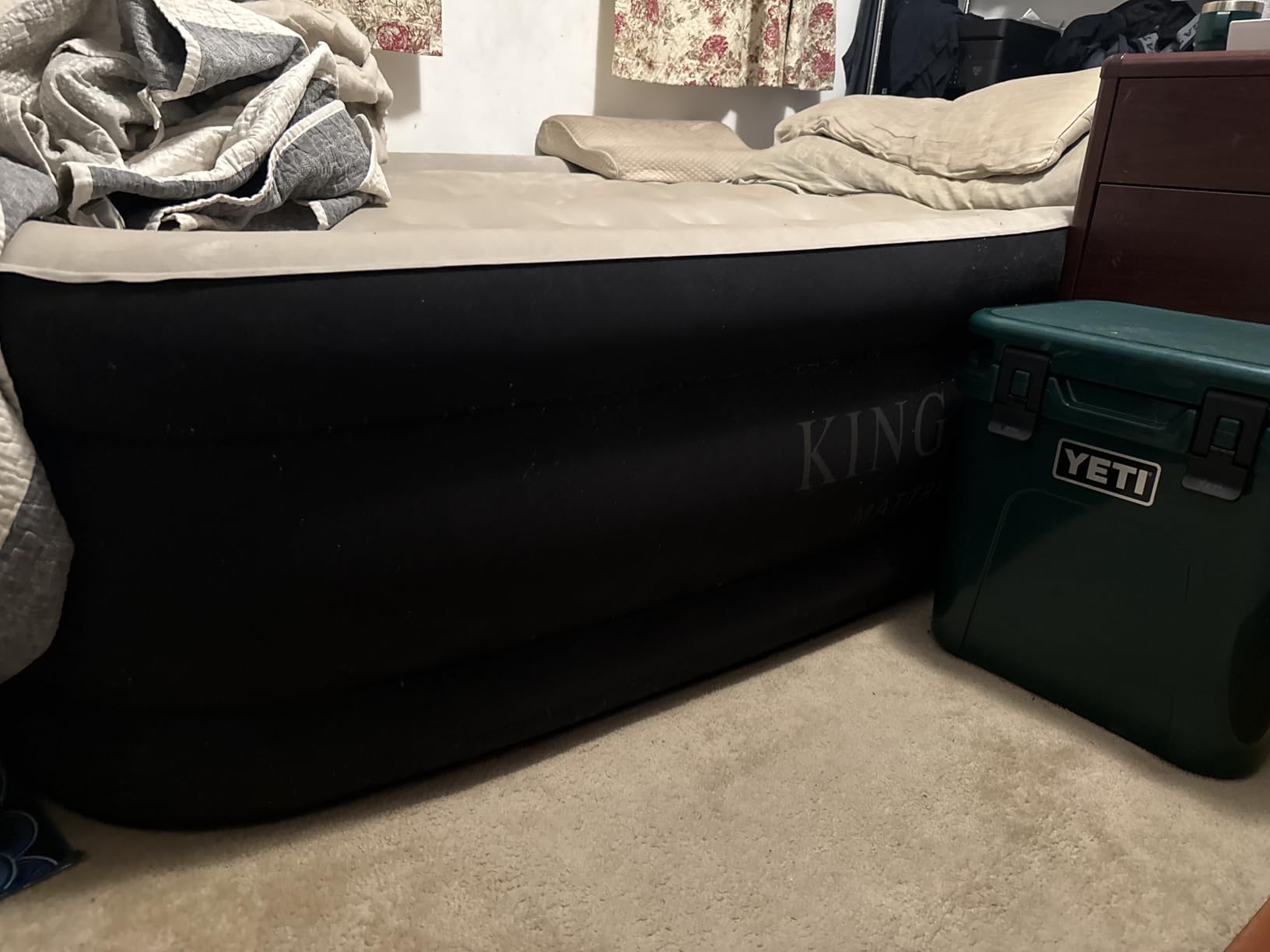 King Koil Luxury Pillow Top Plush Queen Air Mattress with Built-in High-Speed Pump Best for Home, Camping, Guests, 20