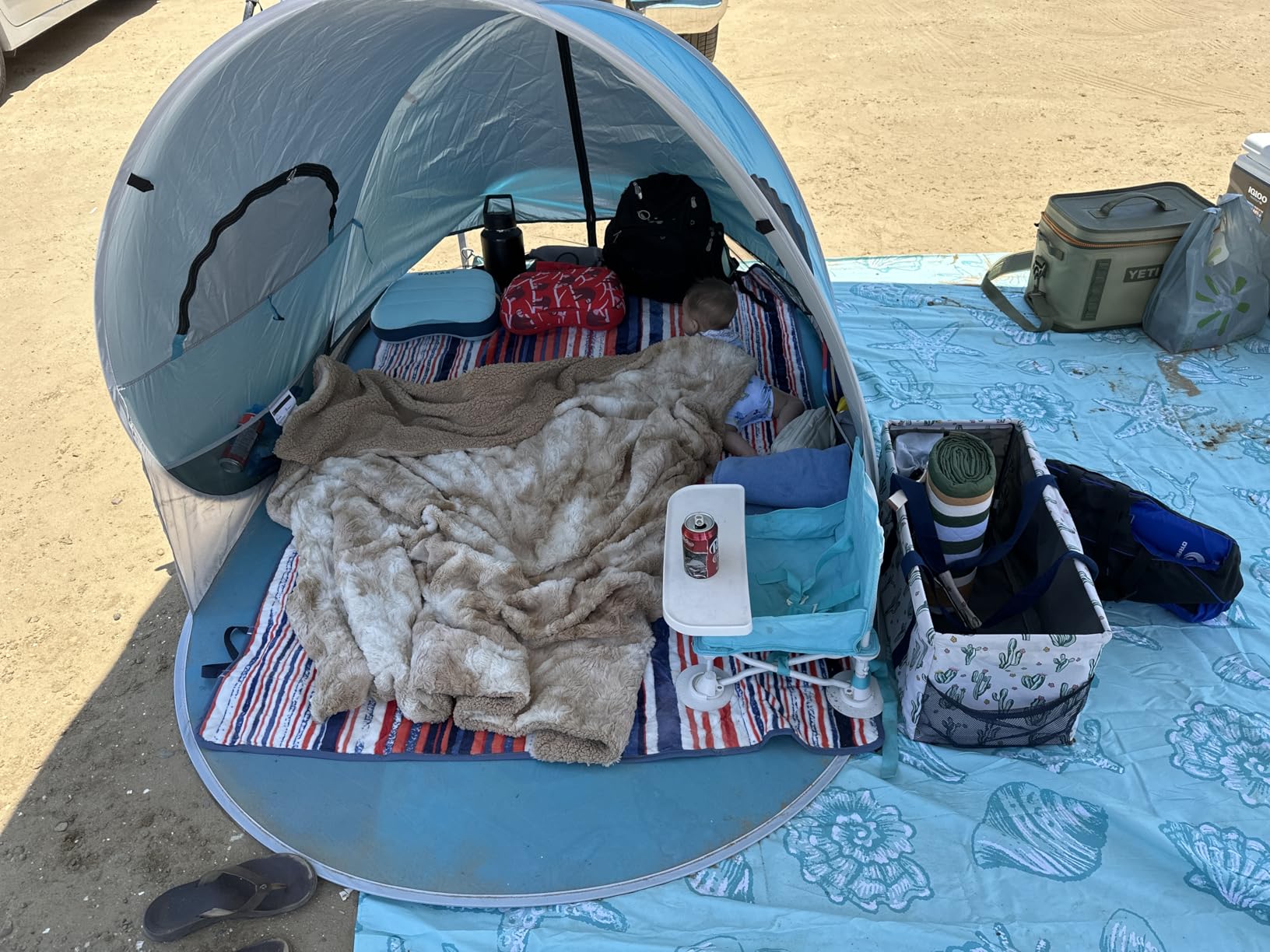 WolfWise Pop up Beach Tent Sun Shelter with UPF50+ UV Protection, Instant Easy Setup Popup Beach Shade Canopy for 3 Person, Portable & Foldable with Carring Bag, 87 x57x47 in, Blue customer photo 2