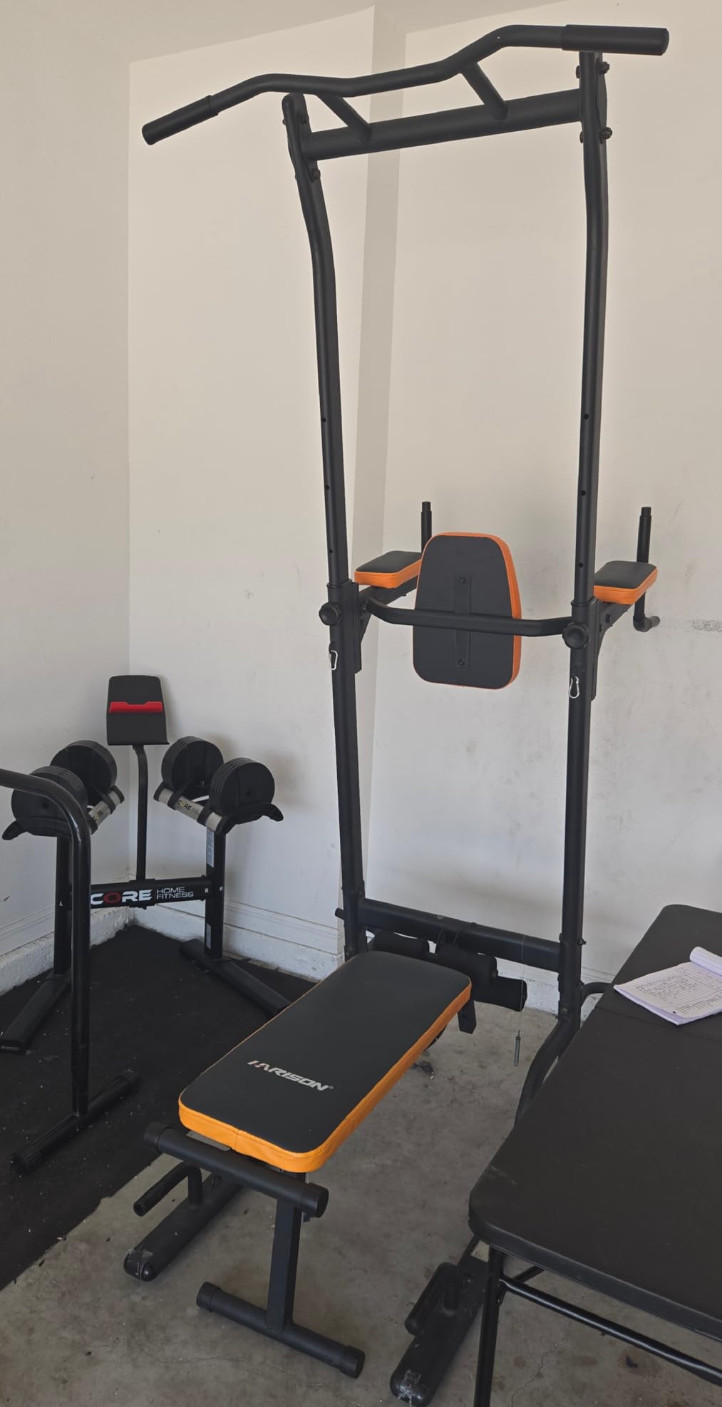 HARISON Multifunction Power Tower with Bench, Heavy Duty Pull Up Bar Dip Station for Home Gym Workout Strength Training Fitness Equipment customer photo 1