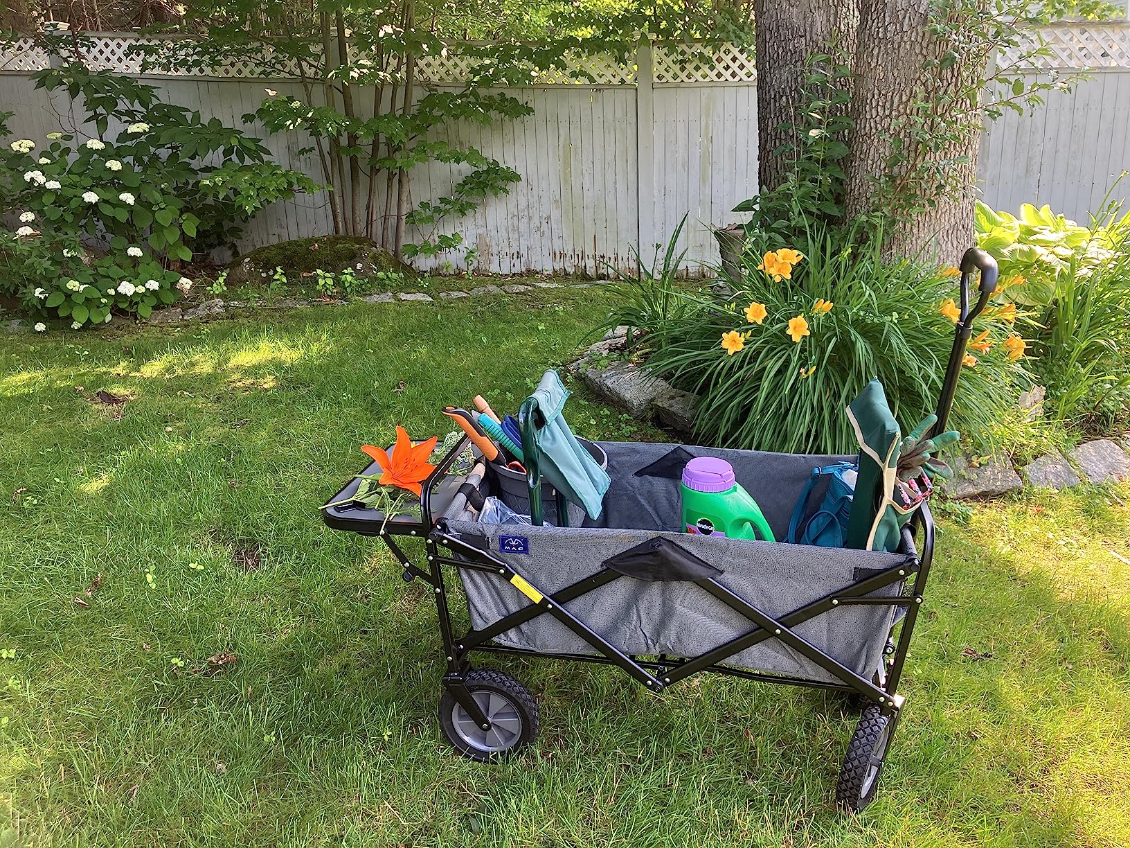 Mac Sports Collapsible Outdoor Utility Wagon with Folding Table and Drink Holders, Gray customer photo 1