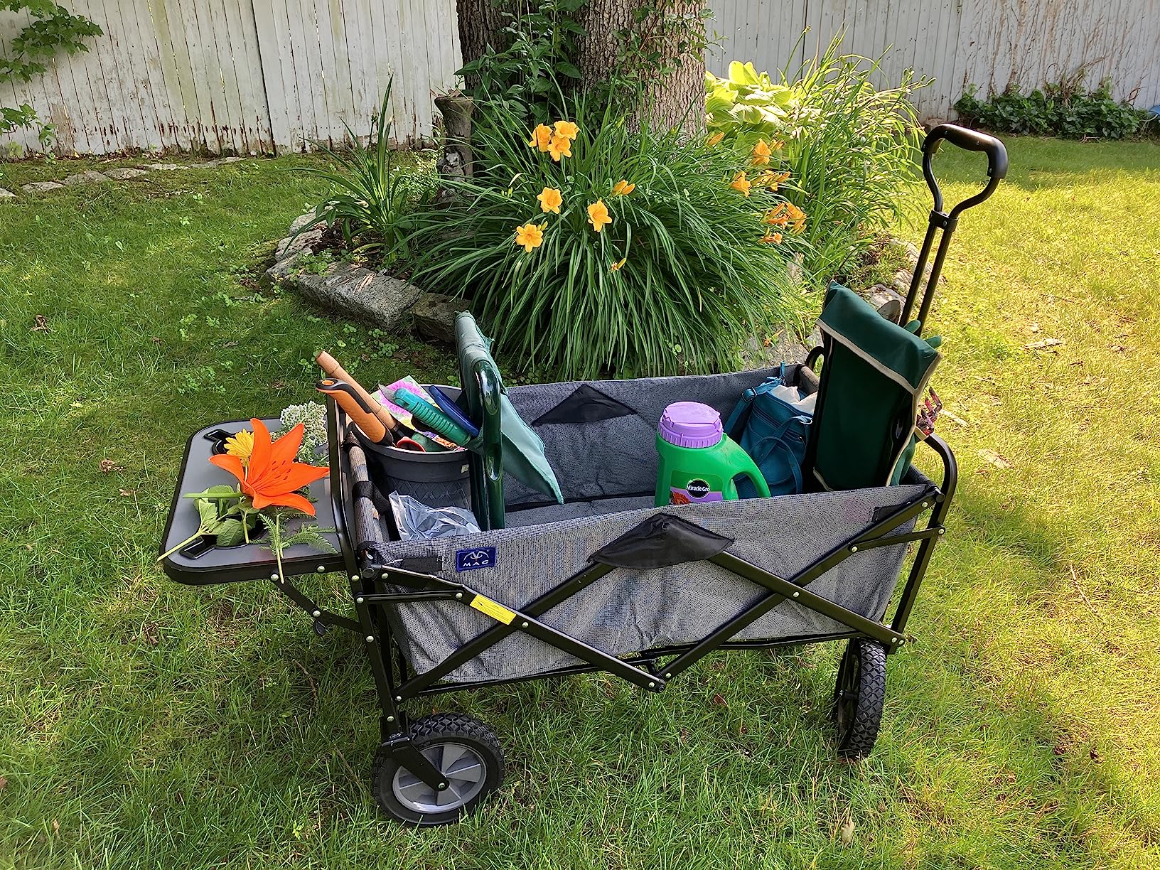 Mac Sports Collapsible Outdoor Utility Wagon with Folding Table and Drink Holders, Gray customer photo 2