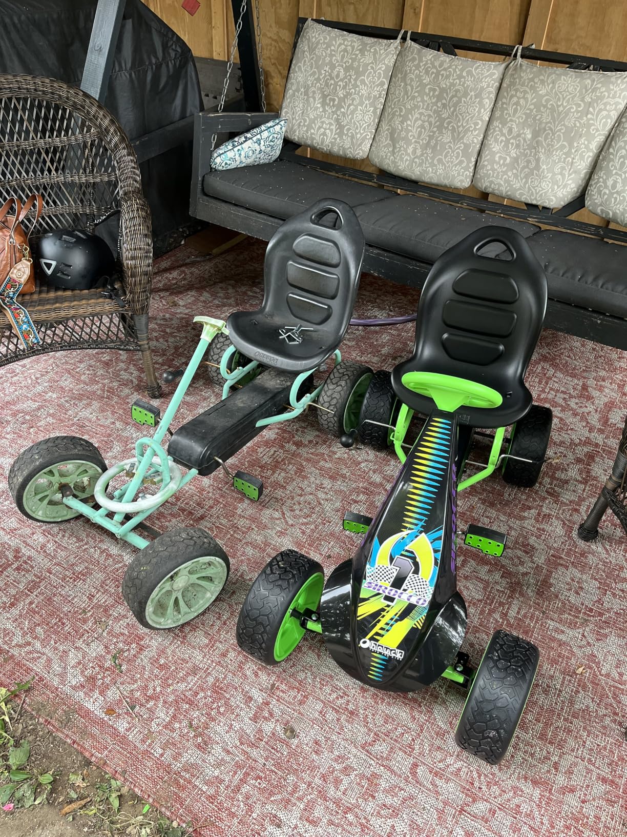 Hauck Sirocco - Racing Go Kart | Pedal Car | Low profile rubber tires | Pedal power auto-clutch free-ride | Adjustable seat - Green customer photo 1