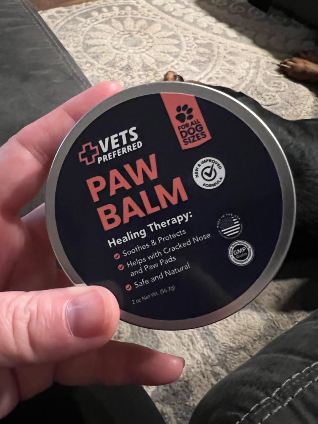 Vets Preferred Paw Balm Pad Protector for Dogs - Dog Paw Balm Soother - Heals, Repairs and Moisturizes Dry Noses and Paws - Ideal for Extreme Weather Season Conditions - 2 Oz customer photo 2