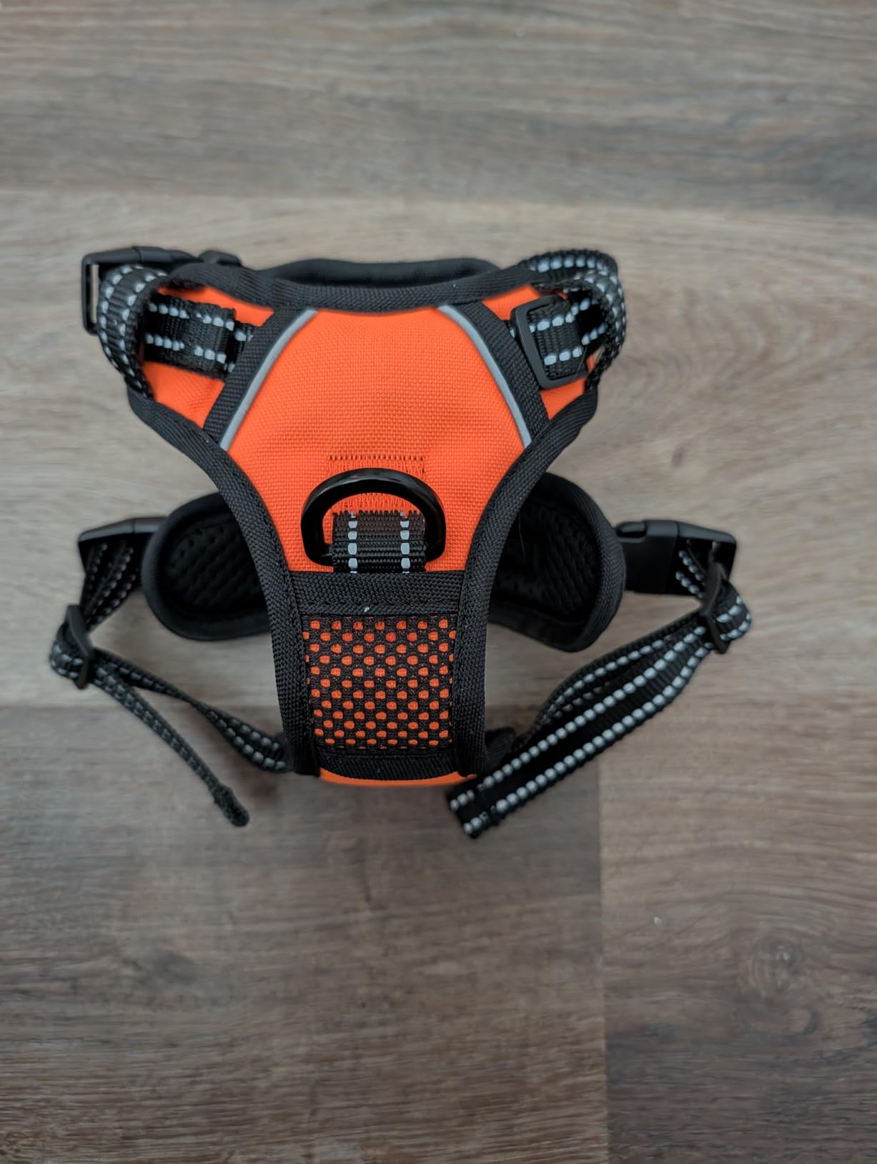 PHOEPET Reflective Dog Harness Large Breed Adjustable No Pull Vest with Handle 2 Metal Rings 3 Buckles [Easy to Put on & Take Off](L, Orange) customer photo 2