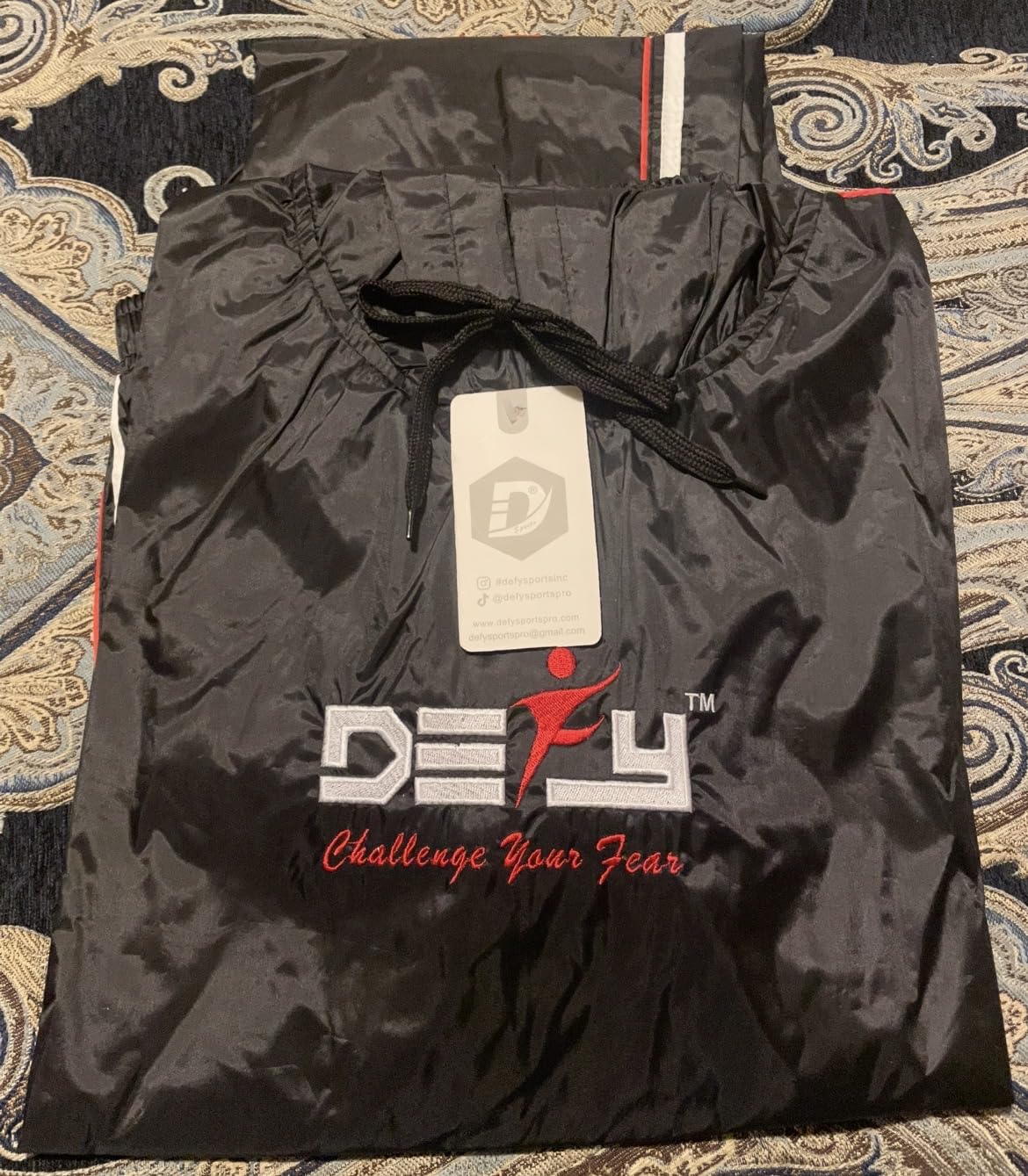 DEFY Heavy Duty Sauna Suit for Weight Loss Full Body Wrap Hoodie Men Women Anti-Rip Sweat suit Gym Workout Exercise Gear customer photo 1