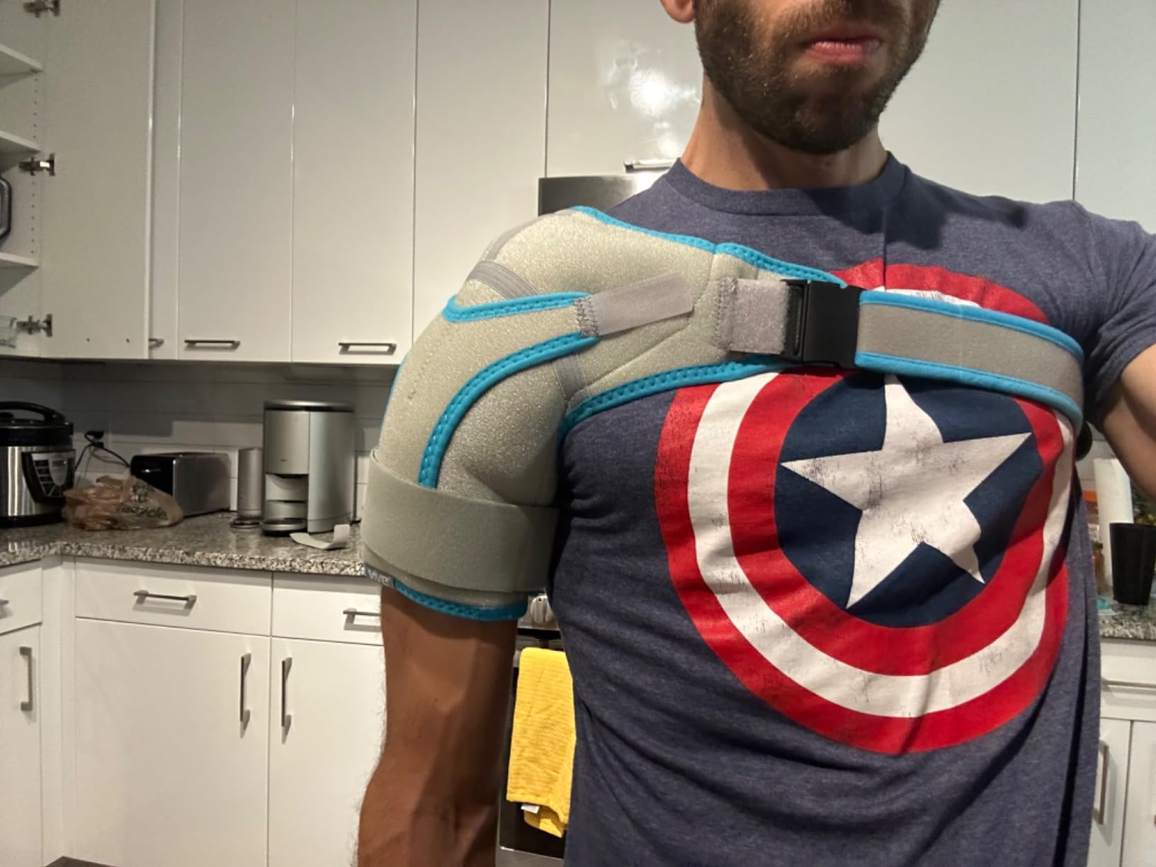 Arctic Flex Shoulder Ice Pack Brace - Cold Reusable Cool Gel Wrap, Hot Therapy - Immobilizer Compression Stability Support for Tendonitis, Dislocated Joint, Left and Right Rotator Cuff Arm Pain Relief customer photo 2
