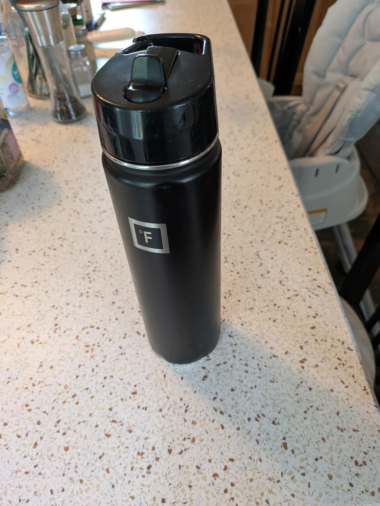 IRON °FLASK Camping & Hiking Hydration Flask with Straw, Wide Mouth Insulated Stainless Steel Sports Water Bottle - 32 oz Midnight Black customer photo 2