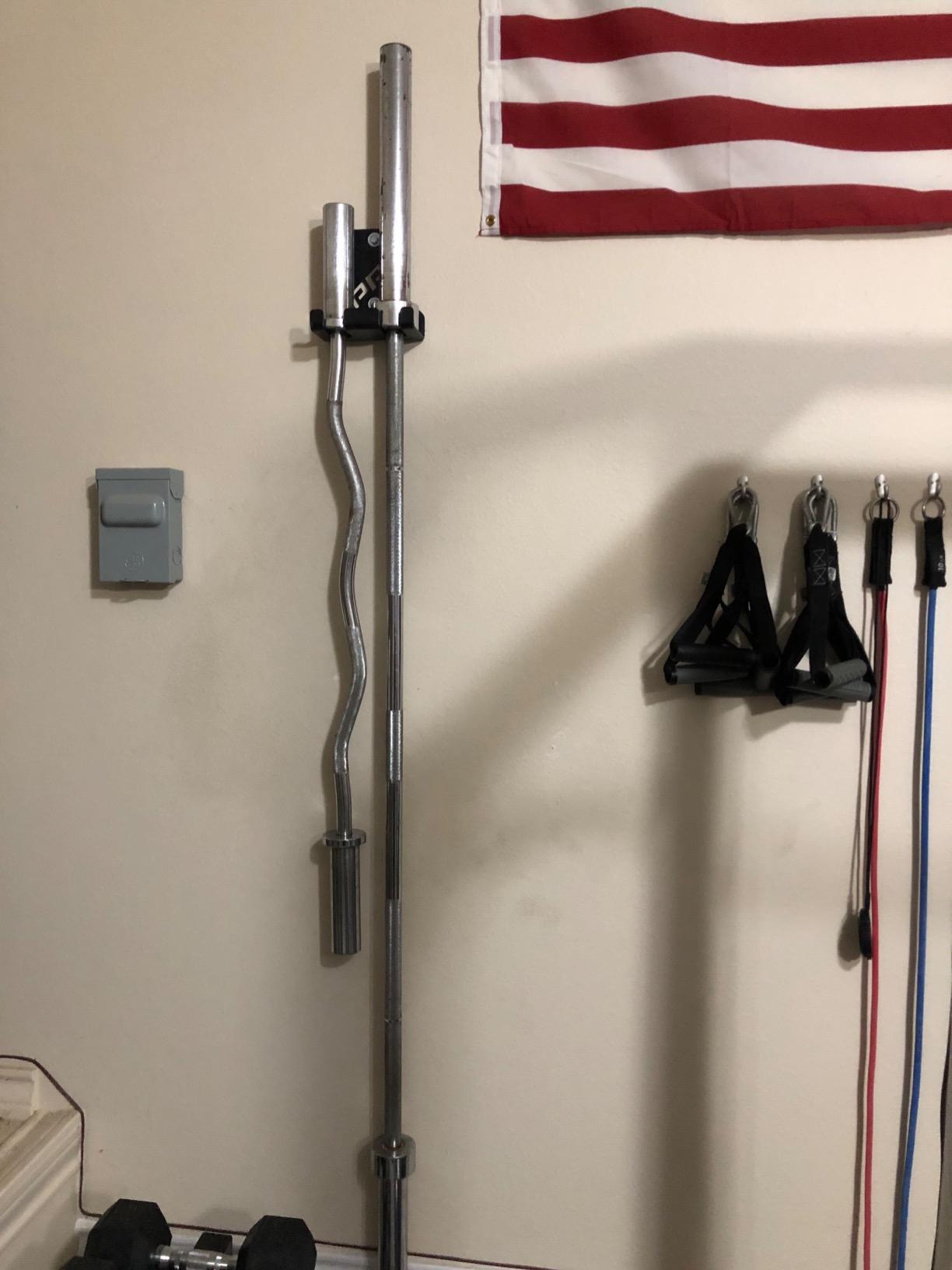 PRx Performance Wall-Mounted Barbell Storage Rack - Space-Saving 2-Bar Holder for Home & Commercial Gym, American-Made, Durable Fitness Equipment, Ideal for Workout and Garage Gym Accessory, Black customer photo 2