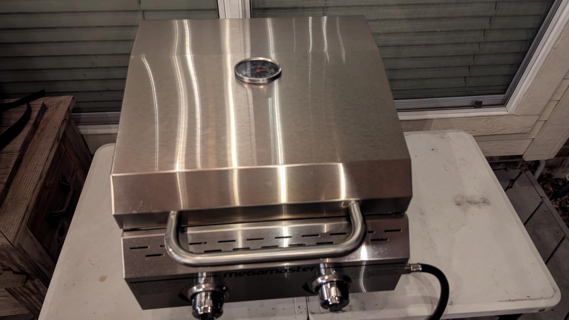 Megamaster 2-Burner Stainless Steel Portable Gas Grill with Built-In Lid, 16,000 BTUs, Foldable Legs, Small Propane Grill for Outdoor Cooking, Camping, Tailgating, Patios - 820-0033M customer photo 1