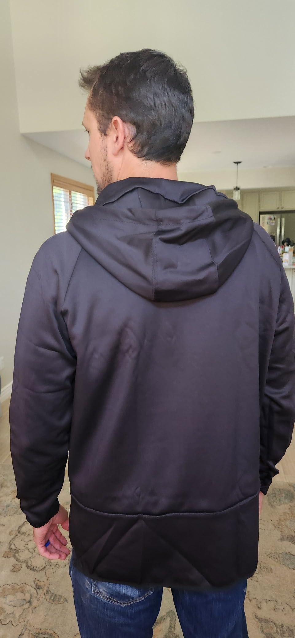 Born Tough Gym Workout Hoodie for Men, Athletic Track Jacket, Mens Gym Hoodie, Black Full Zip-Up Hoodie Running, Bodybuilding customer photo 2